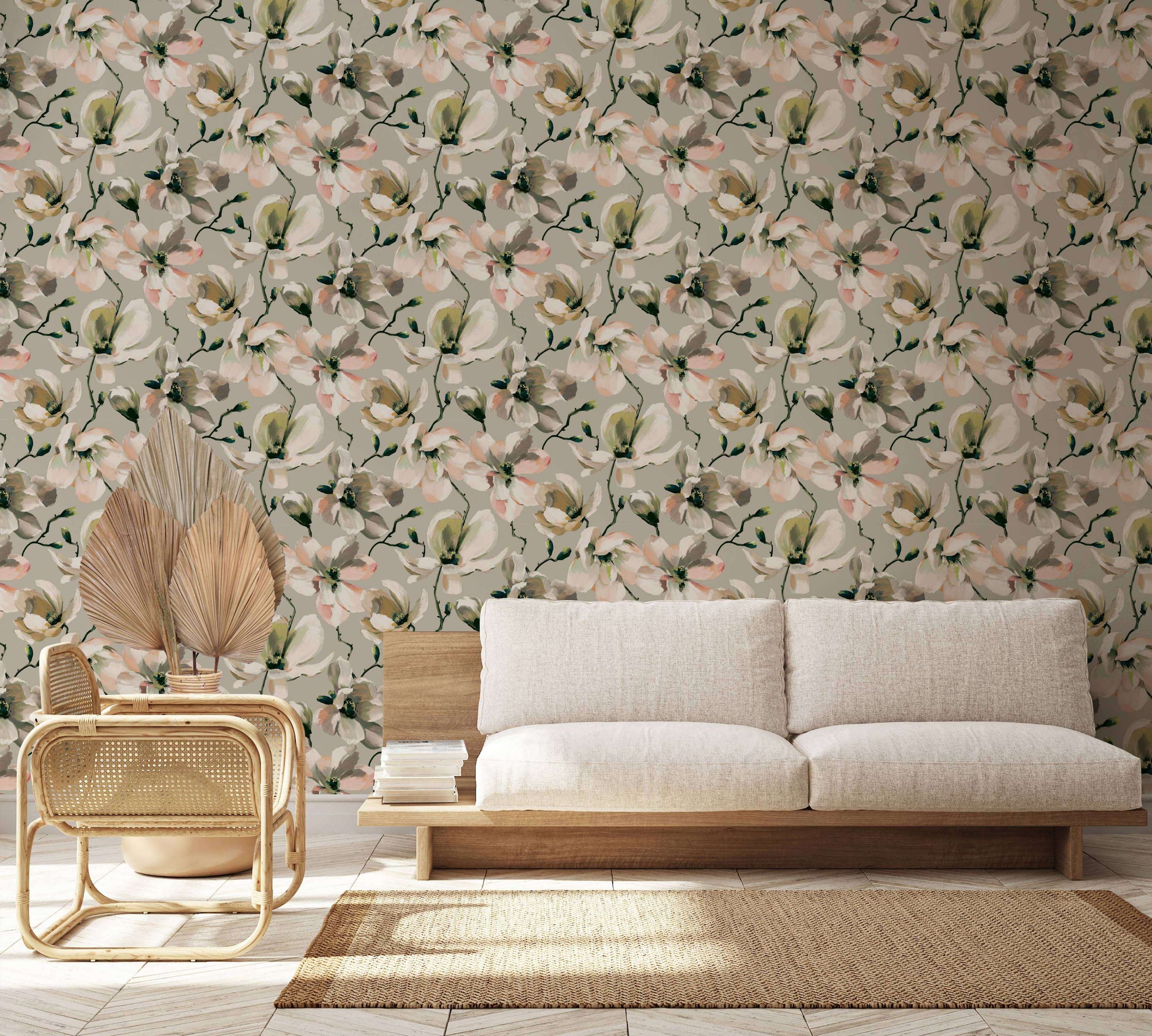 Marburg Vliestapete "Tapete Malerische Blüten" floral geprägt moderne Vliestapete für Wohnzimmer Schlafzimmer Küche