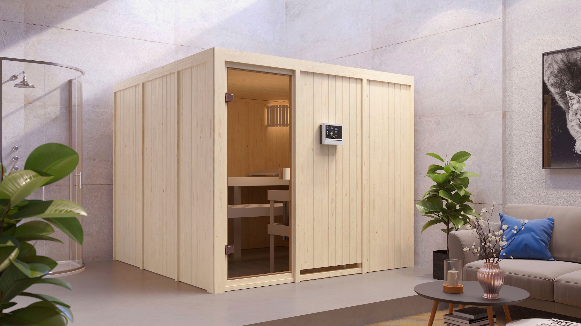 Karibu Sauna "Arvika" mit integrierter Mineralwolldämmung