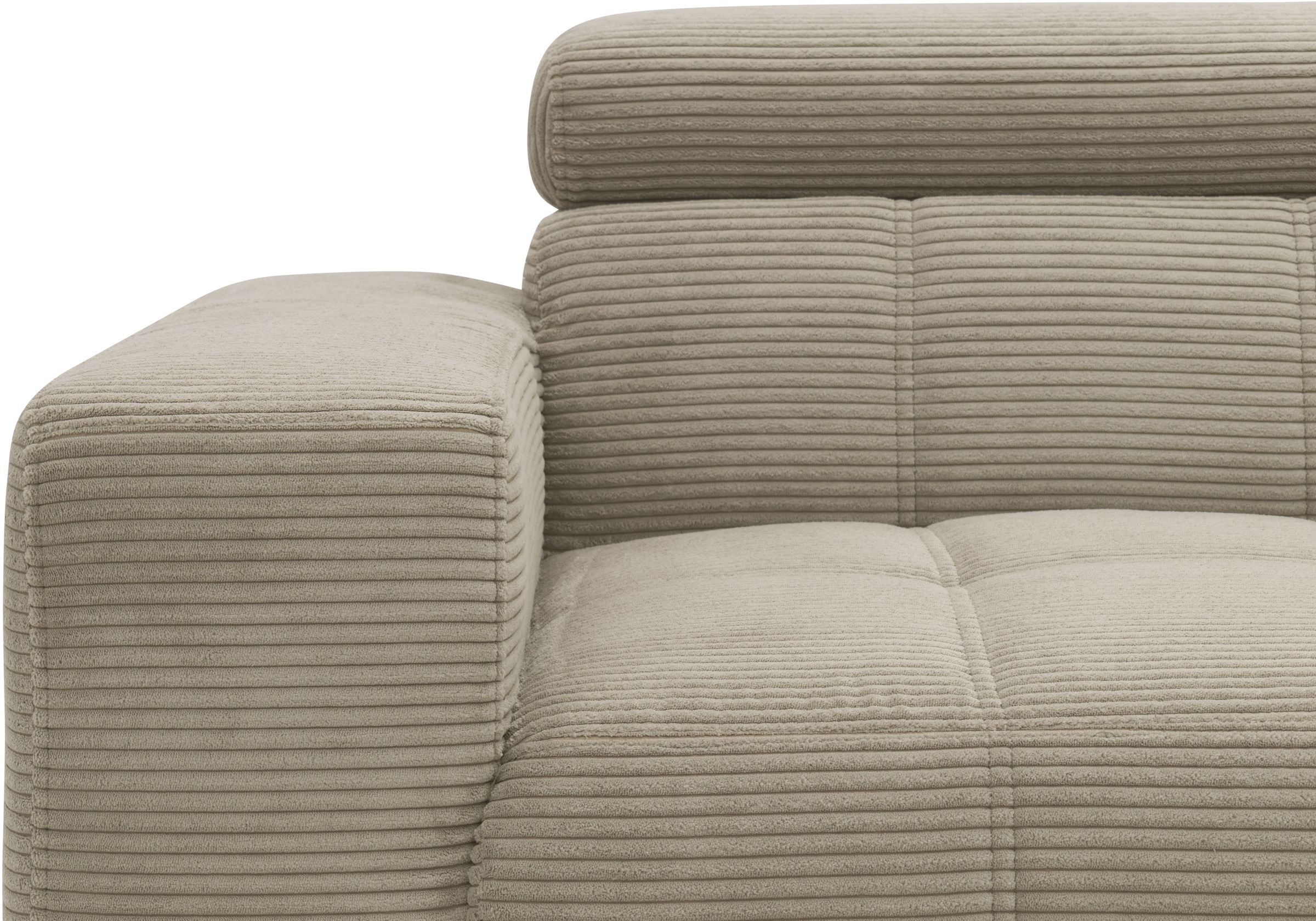 DOMO collection Ecksofa »Trento L-Form, mit Kufenfuß oder Einzelfuß«, wahlweise mit Kopfteilverstellung, Recamiere links/rechts bestellbar