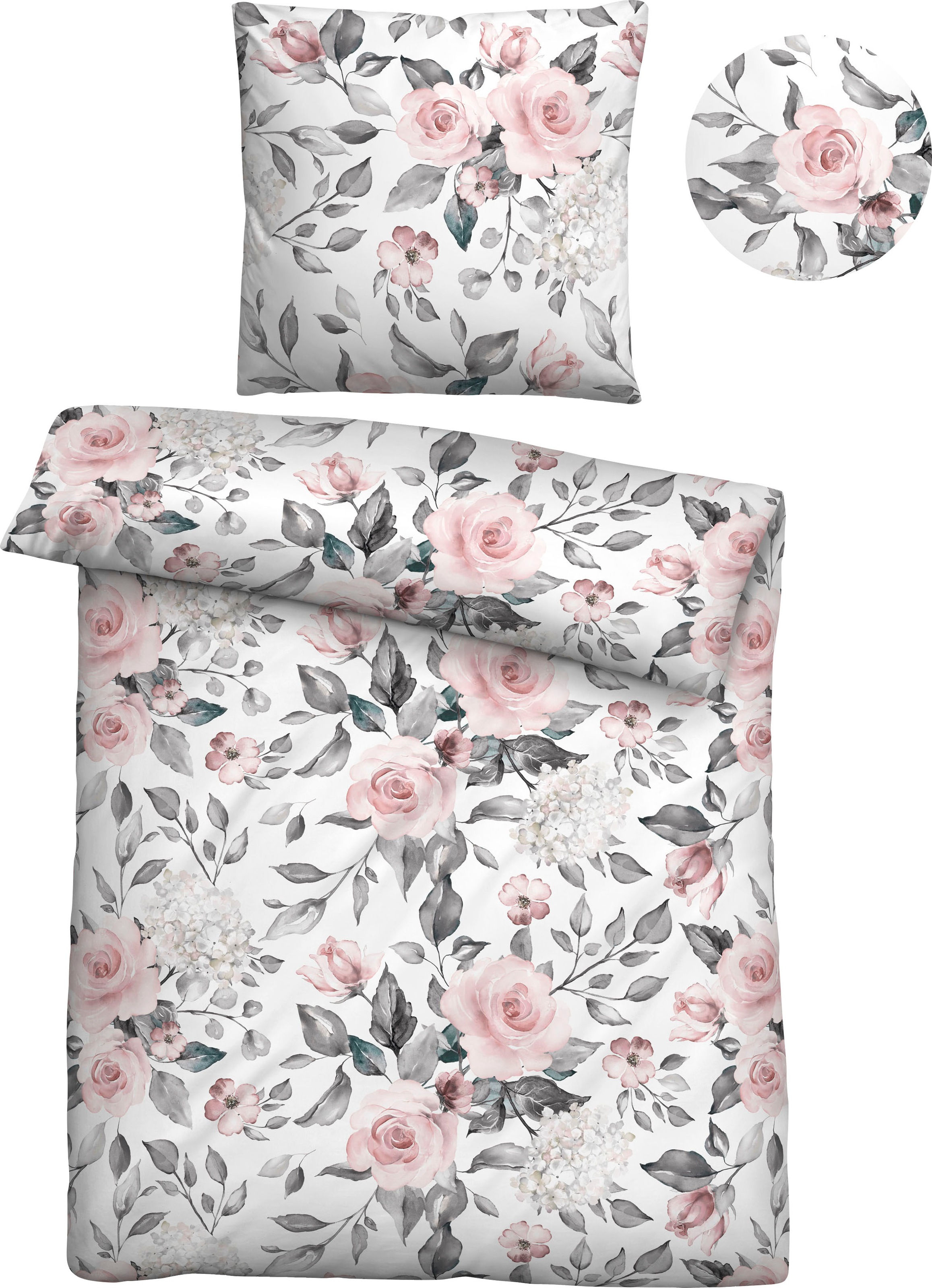 Castell - Markenbettwäsche Bettwäsche "Markus" 2 Stk. tlg. mit tollen Rosen günstig online kaufen