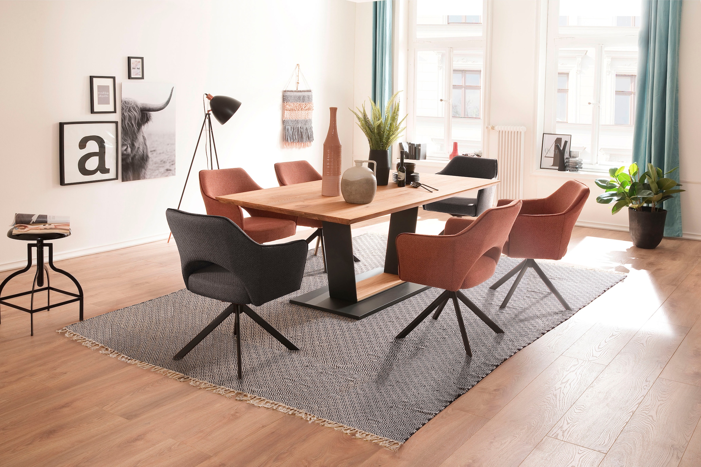 MCA furniture 4-Fußstuhl »Tonala«, (Set), 2 St., Velourstoff grob, (2er-Set), 180° drehbar, Belastbarkeit 120 kg, Sitzhöhe ca. 49 cm