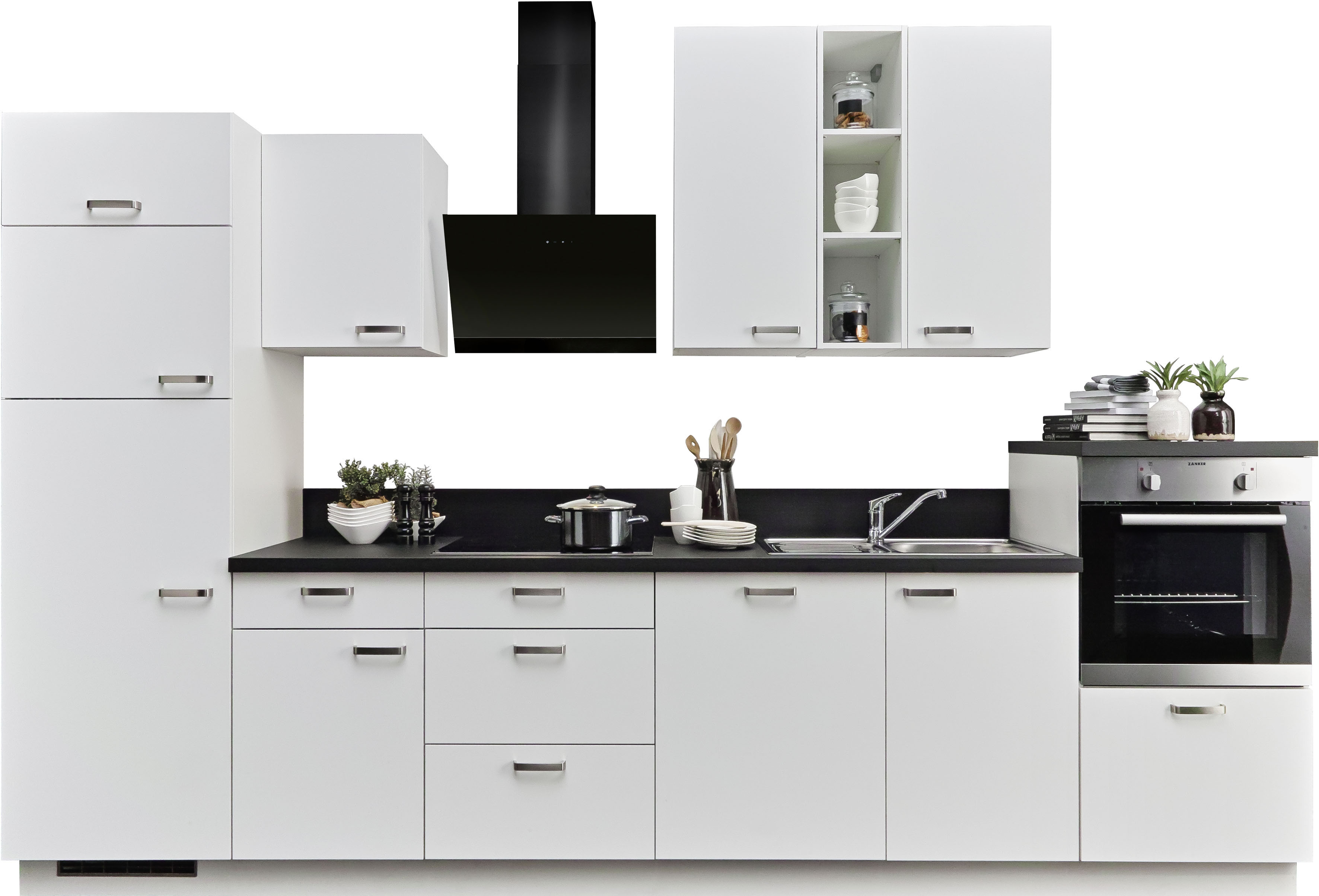 KOCHSTATION Küchenzeile ""KS-Bari", wahlw. mit E-Geräten & Geschirrspüler" Soft-Close-Funktion und Vollauszügen, vormontiert, Breite 340 cm