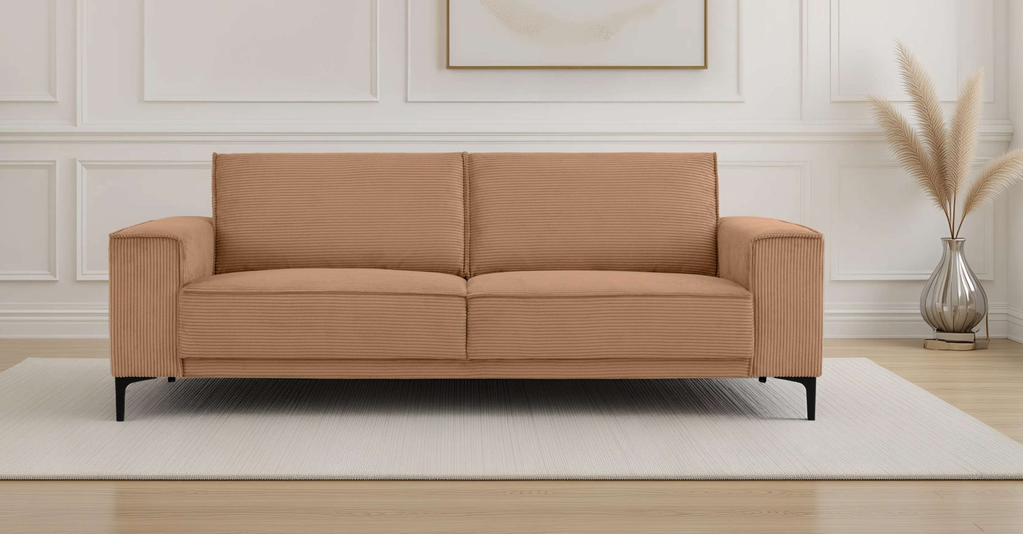 OTTO home 3-Sitzer "OLAND Cord, Sofa, B: 224 cm, Skandi-Design" Struktur, Flachgewebe, Luxus-Microfaser, Boucle