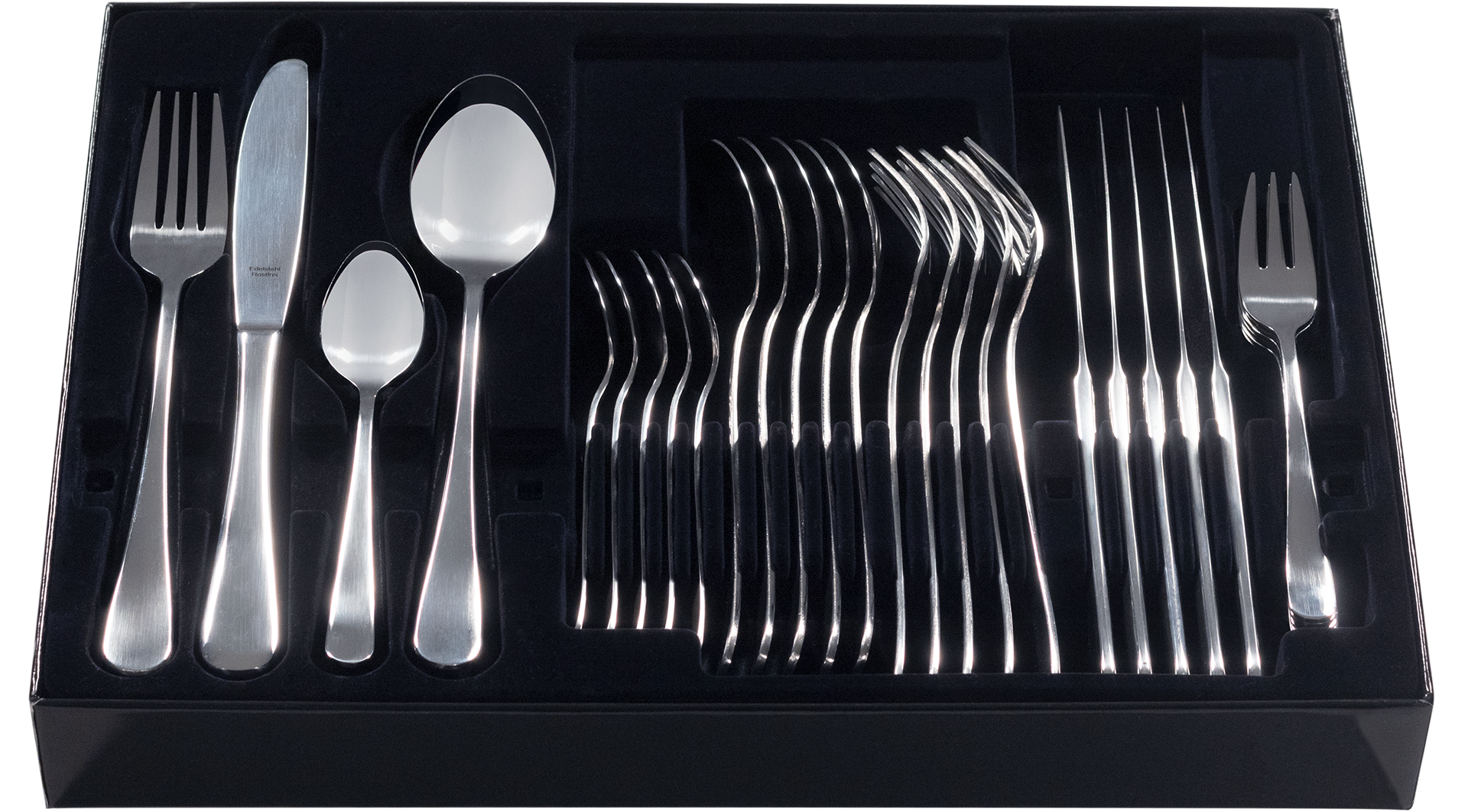 KING Topf-Set »»ALUGUSS« Aluminiumguss, Induktion, Antihaftbeschichtung«, Aluminiumguss, (Set, 43 tlg., 3 Töpfe, 1 Stieltopf, 3 Glasdeckel), inkl. 4 Küchenmesser, 1 Schneidebrett, 1 Besteck-Set + Etui