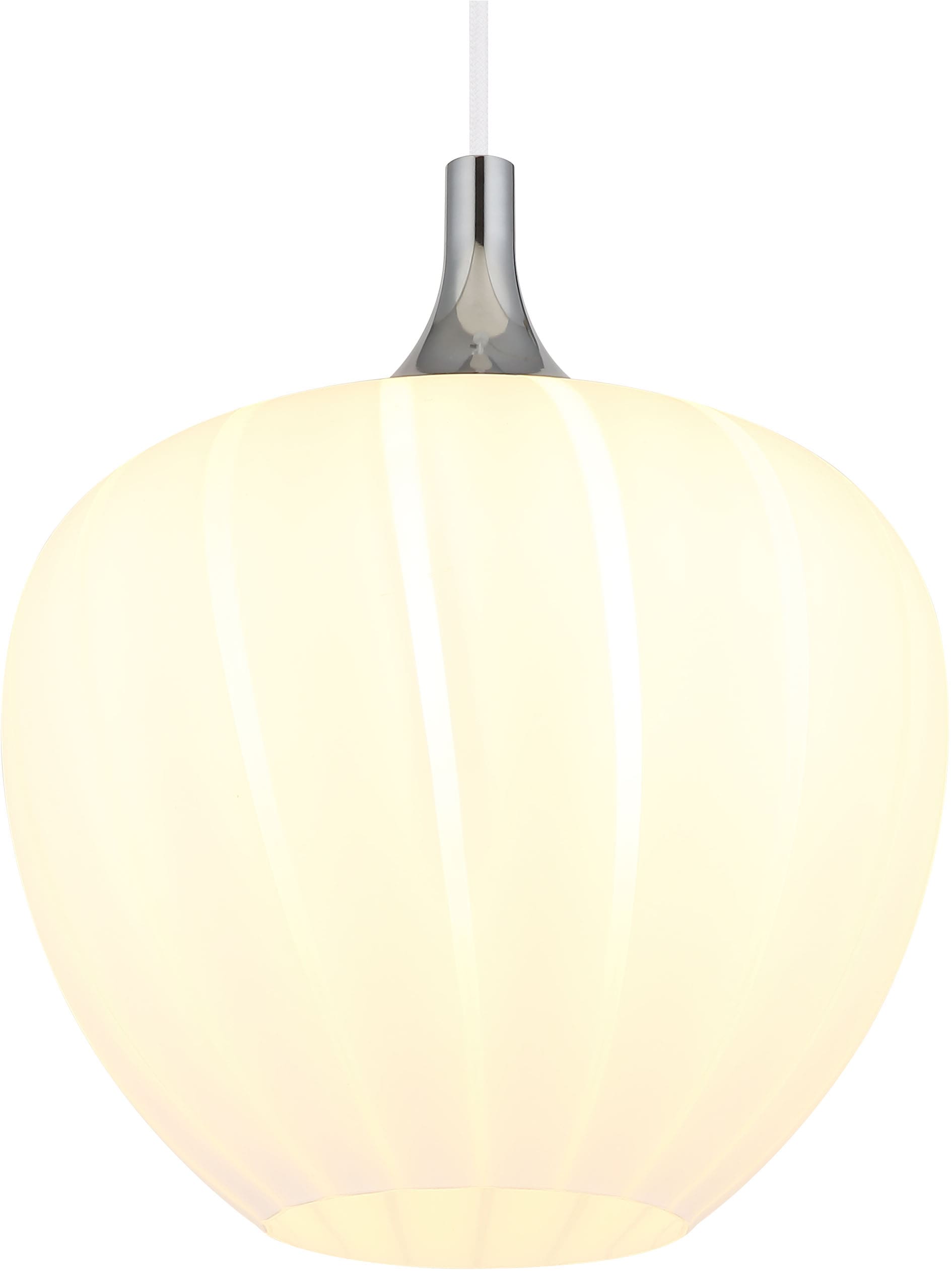 GLOBO LIGHTING Hängeleuchte »MAXY«, Leuchtmittel E27 | ohne Leuchtmittel, Hängelampe/Pendelleuchte/weiß/Glas opal/ Dekorillen