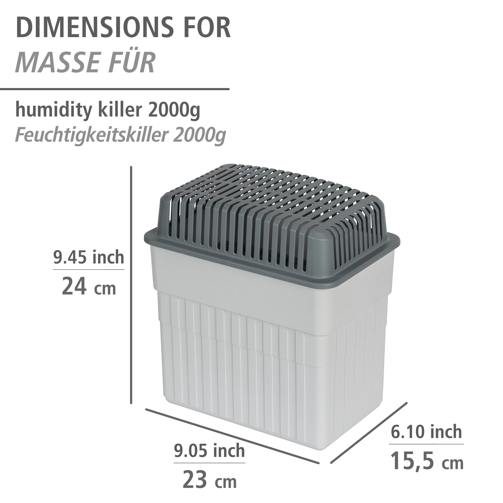 WENKO Luftentfeuchter »Grau« für 160 m³ Räume