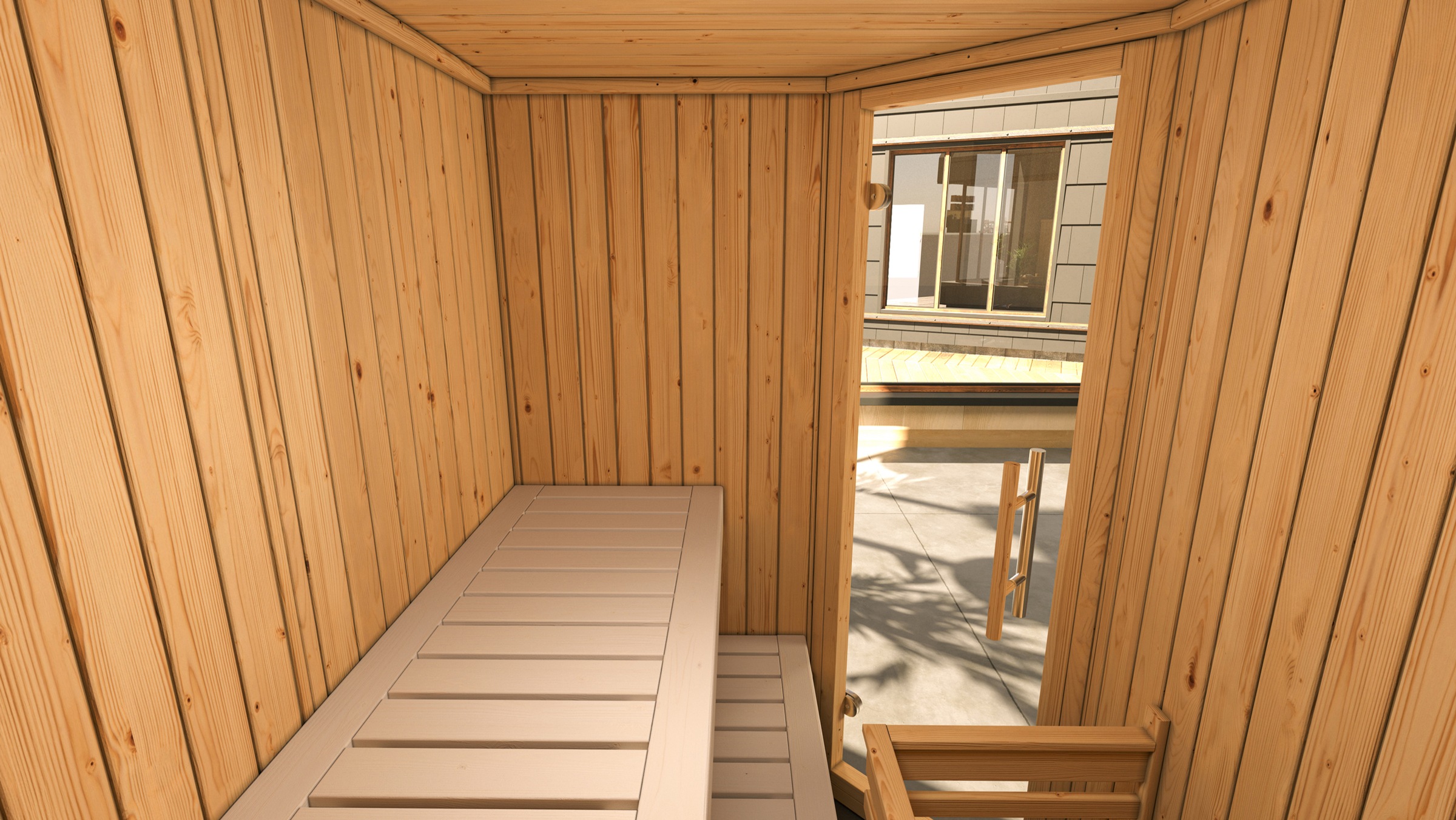weka Sauna »Element-Ecksauna VARBERG 1«, vorgefertigte Elemente, moderne Ganzglastür