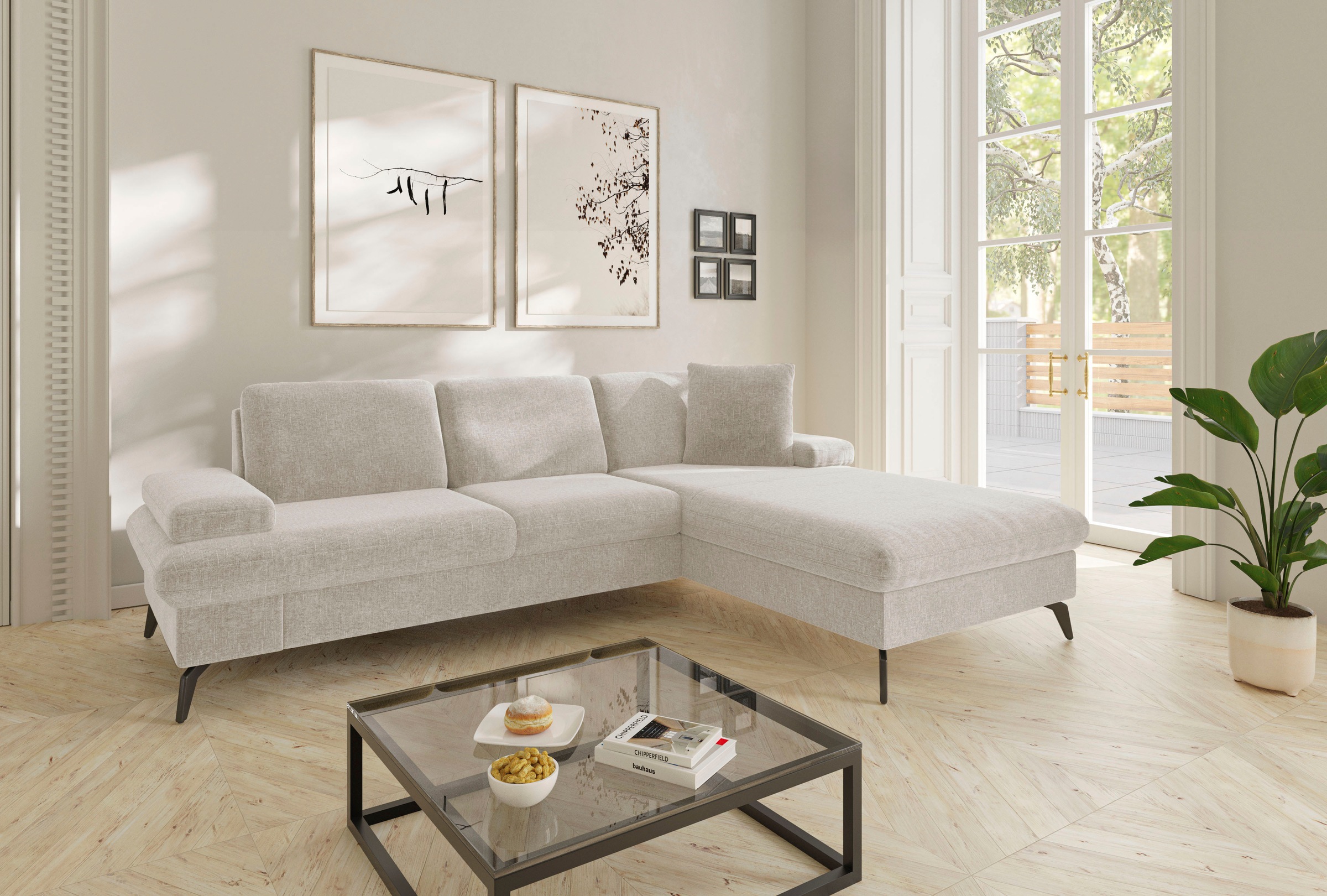 sit&more Ecksofa "Morris Jubi L-Form, B: 247 cm" mit Armteilfunktion & 1 Zierkissen, optional Schlaffunktion