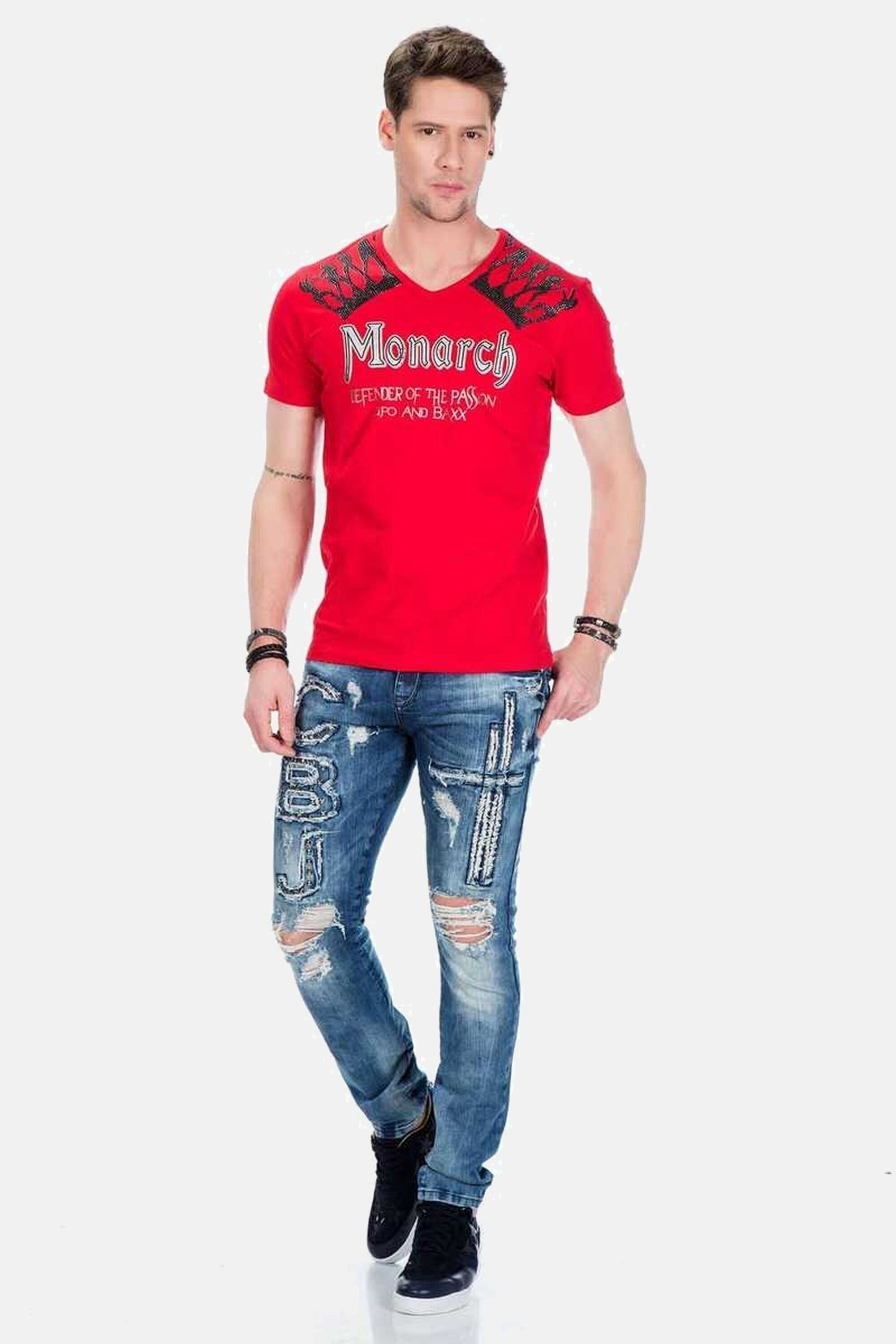 Cipo & Baxx T-Shirt »Herren T-Shirt mit Foil-Print« mit Foil-Print, CT-377