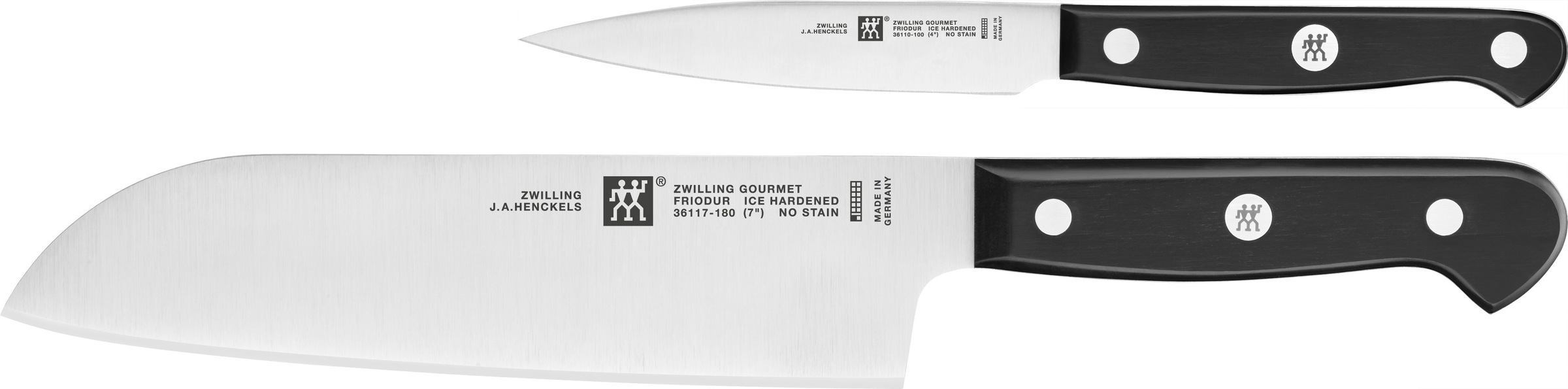 Zwilling Messer-Set "Gourmet", (Set, 2 tlg., 1 Spick & Garniermesser 10 cm, 1 Santokumesser 18 cm), Made in Germany, FRI