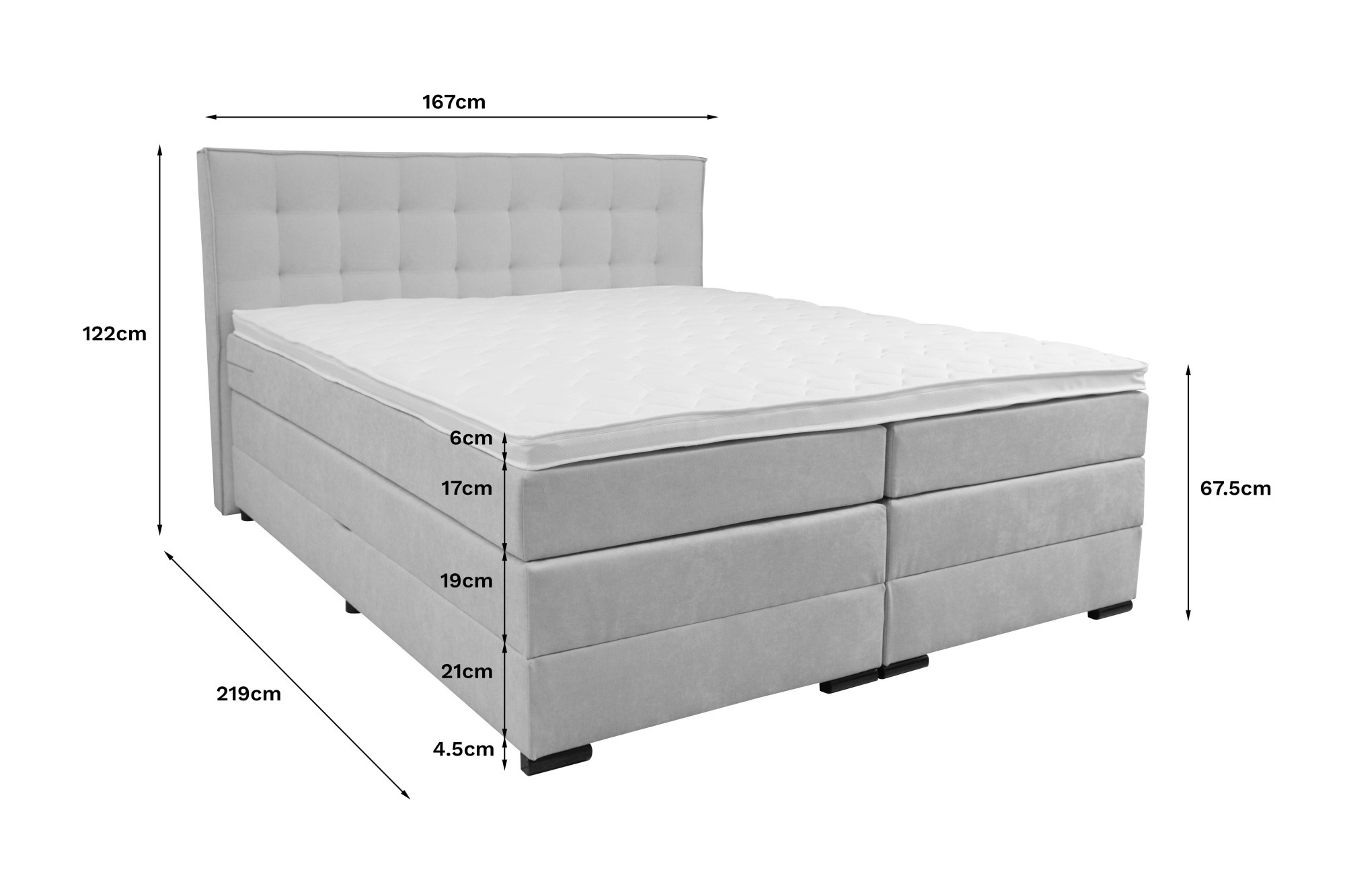 Home affaire Boxspringbett »Köln, Doppelbett, Polsterbett, Federkernbett, Komfortbett, 160, 180 cm« inkl. 6 cm Topper, zwei Bettkästen, Taschen-Federkernmatratze in H3