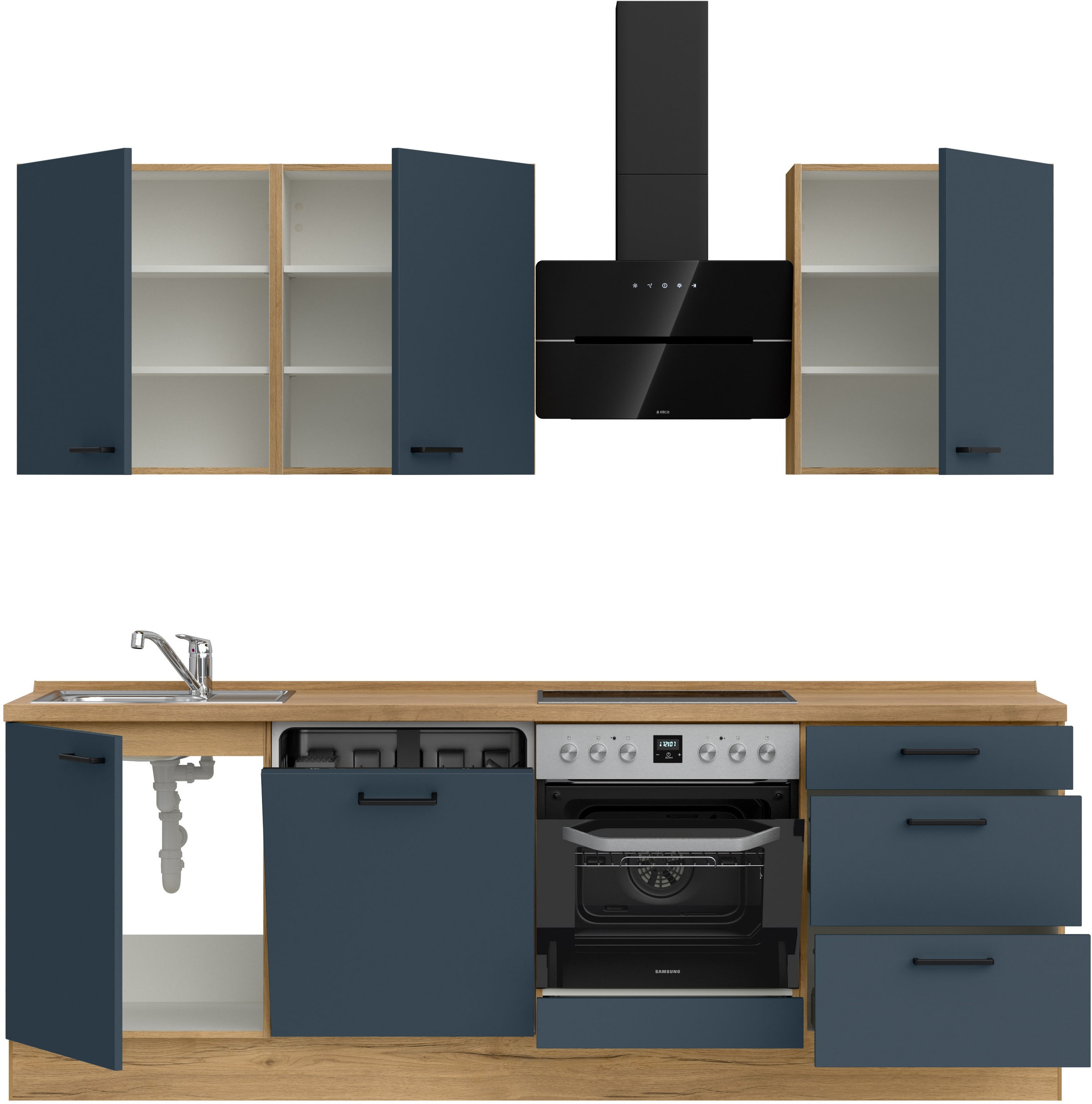 nobilia® Küchenzeile »"Easytouch II"«, vormontiert, Ausrichtung wählbar, Breite 240 cm, wahlw. mit E-Geräten