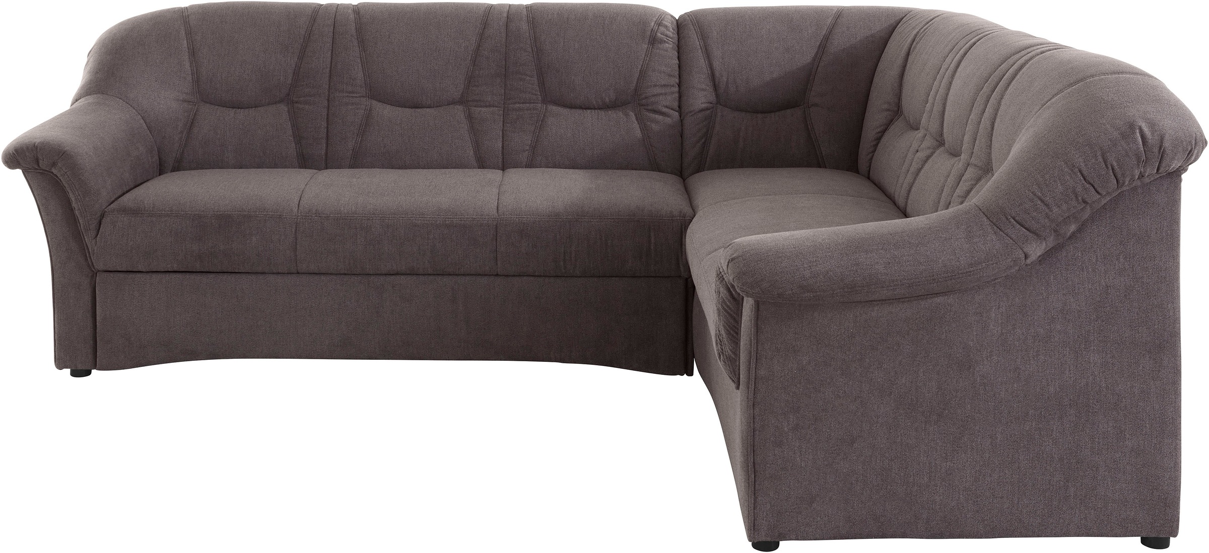 Ecksofa DOMO COLLECTION "Sarafina zeitlos&bequem, optional mit Federkern, Breite 240cm, L-Form", grau (stone), B:240cm H:83cm T:190cm, Microfaser PRIMABELLE (100% Polyester) / Struktur (90% Polyester; 10% Polyacryl);Luxus-Microfaser (92% Polyester, 8% Nyl 8
