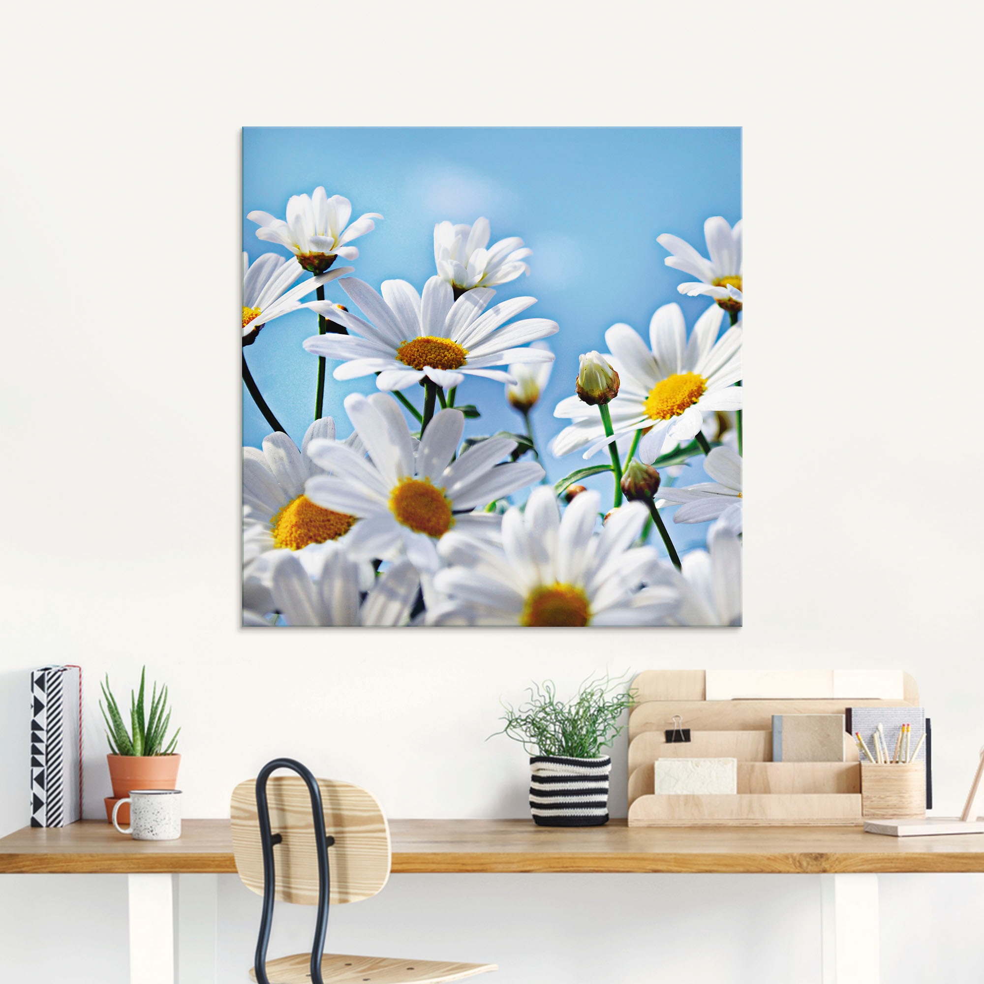 ARTland Glasbild Blumen - Margeriten Weiß 125x50cm 2