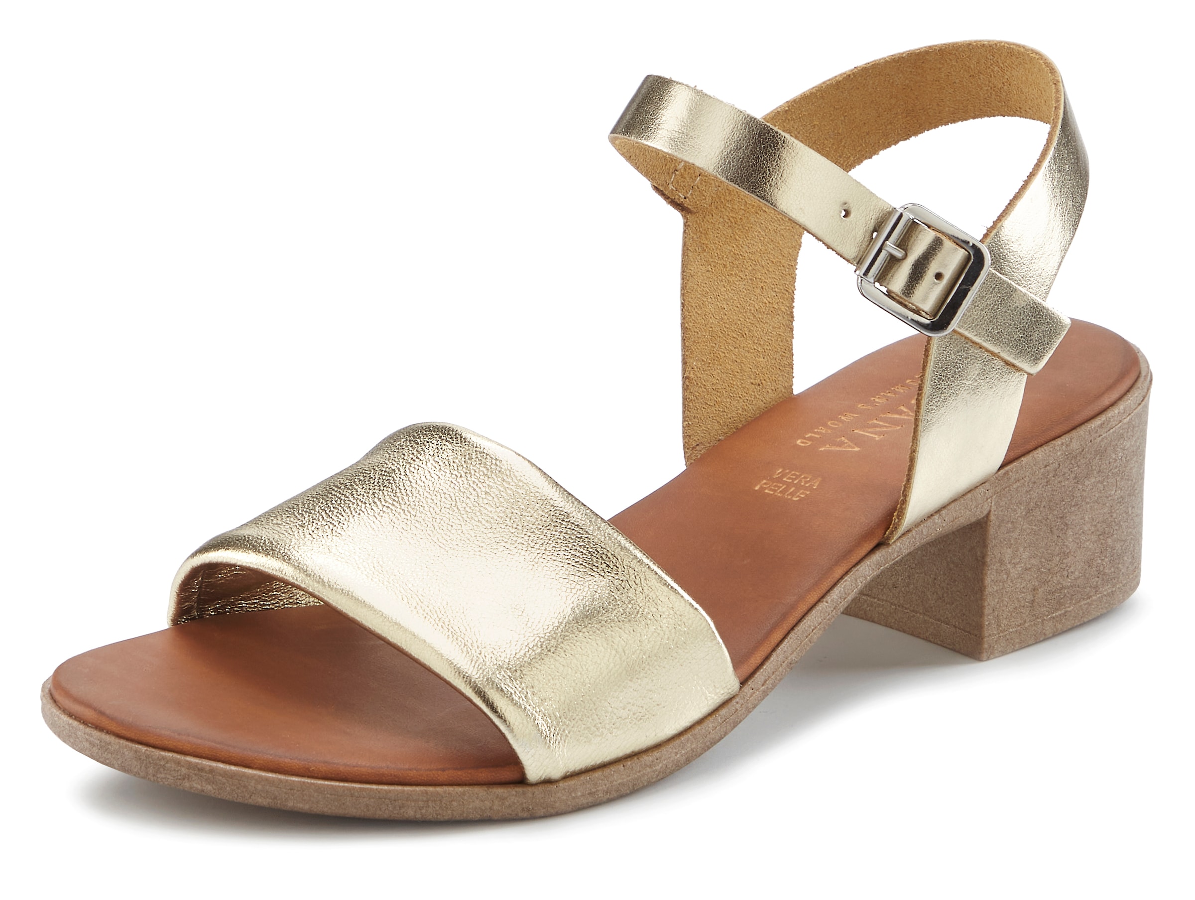 LASCANA Sandalette »Riemchensandalette, Sandale, Sommerschuh«, aus Leder mit Blockabsatz