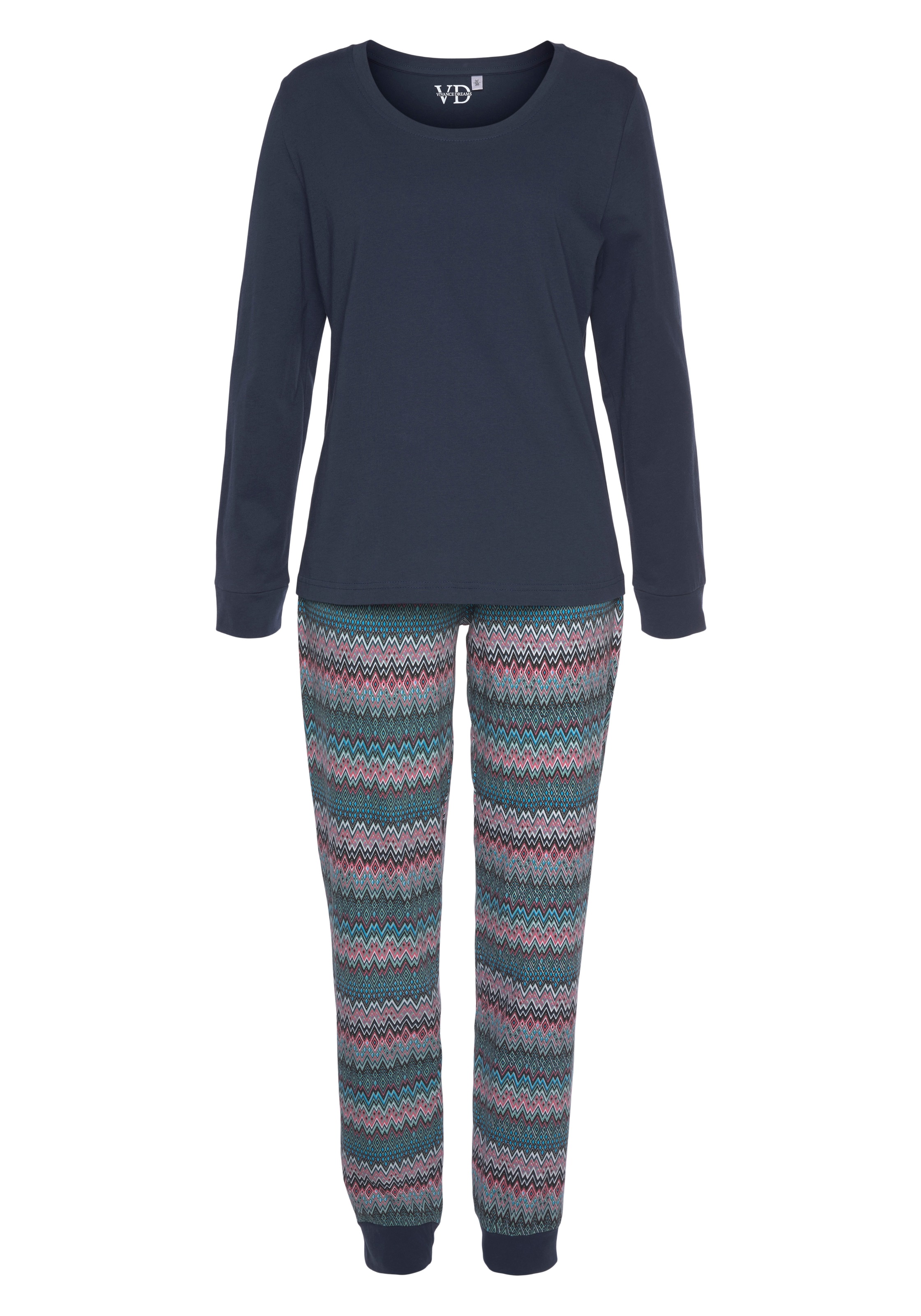 Vivance Dreams Pyjama 2 Stk. tlg., mit buntem Zick-Zack-Muster günstig online kaufen