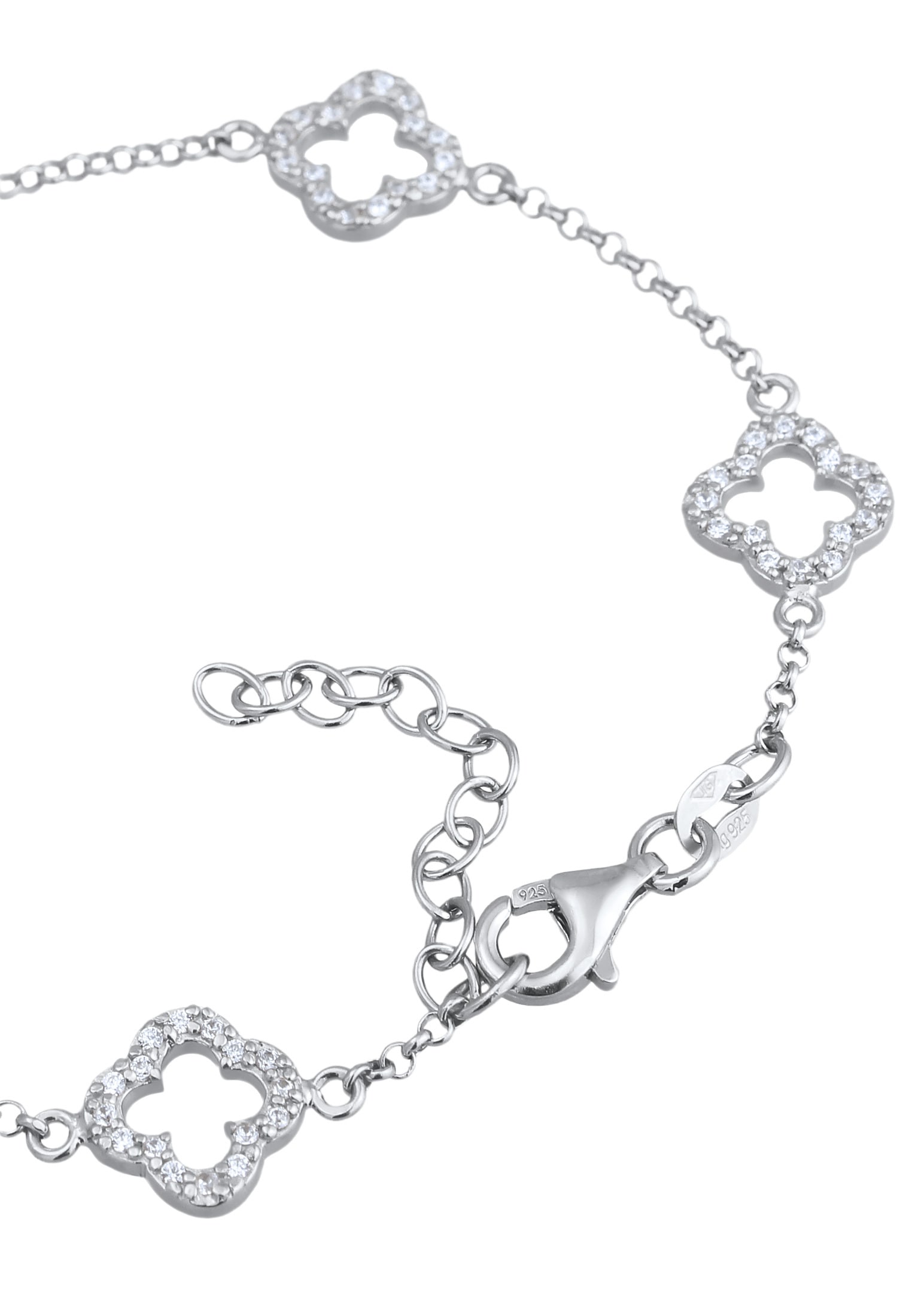 Elli Armkette »Armband Kleeblatt Zirkonia Weiß 925 Sterling Silber«