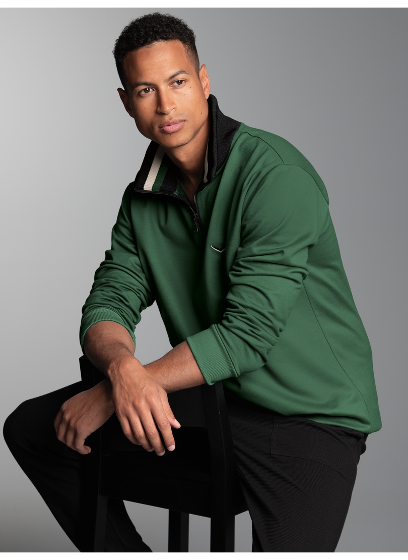 Trigema Sweatshirt "TRIGEMA Troyer mit kontrastfarbigen Elementen" günstig online kaufen