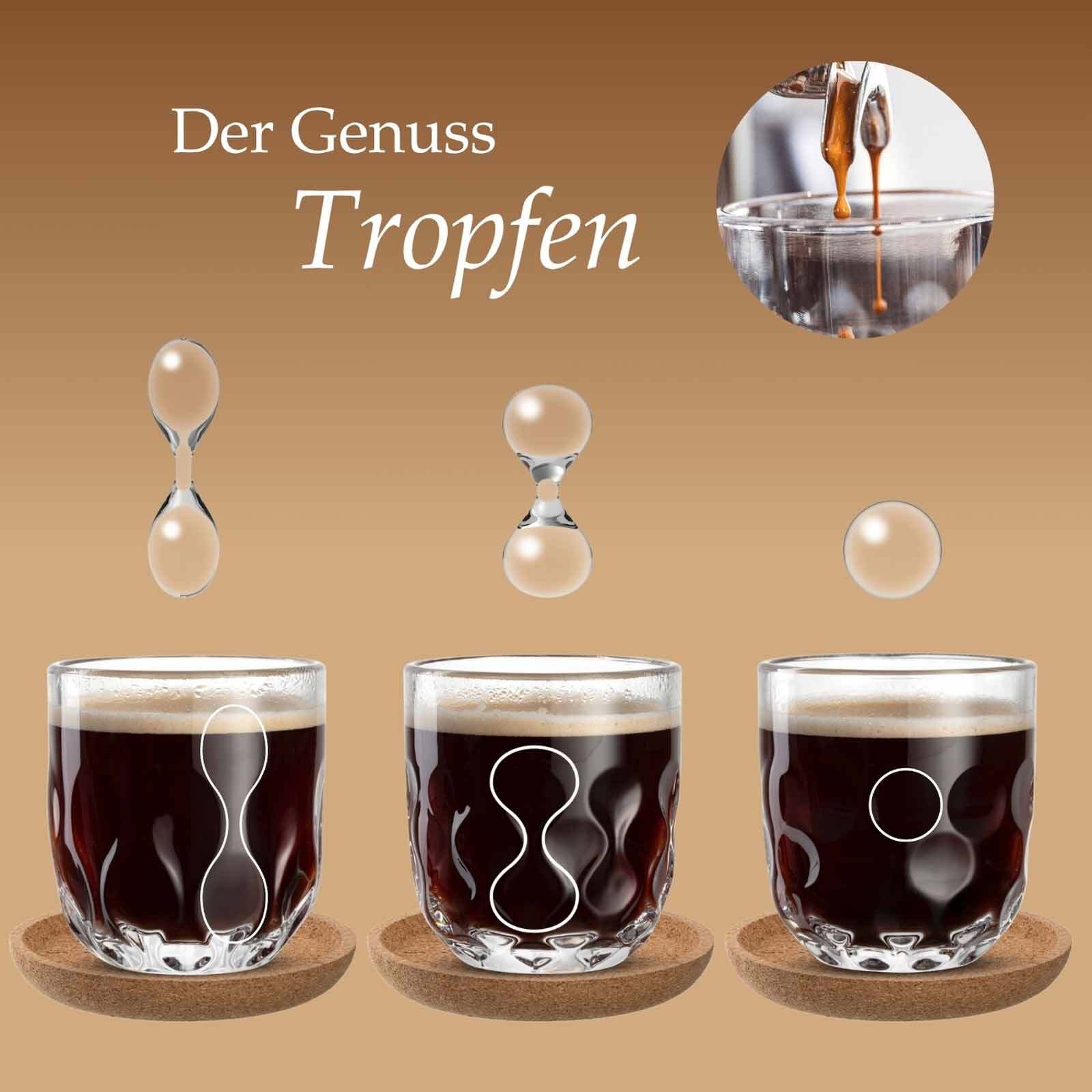 Espressoglas LEONARDO "Espressogläser (2) Gocce 60 ml 6er Set transparent", bunt (transparent), 6 tlg., Glas, Trinkgefäße 6