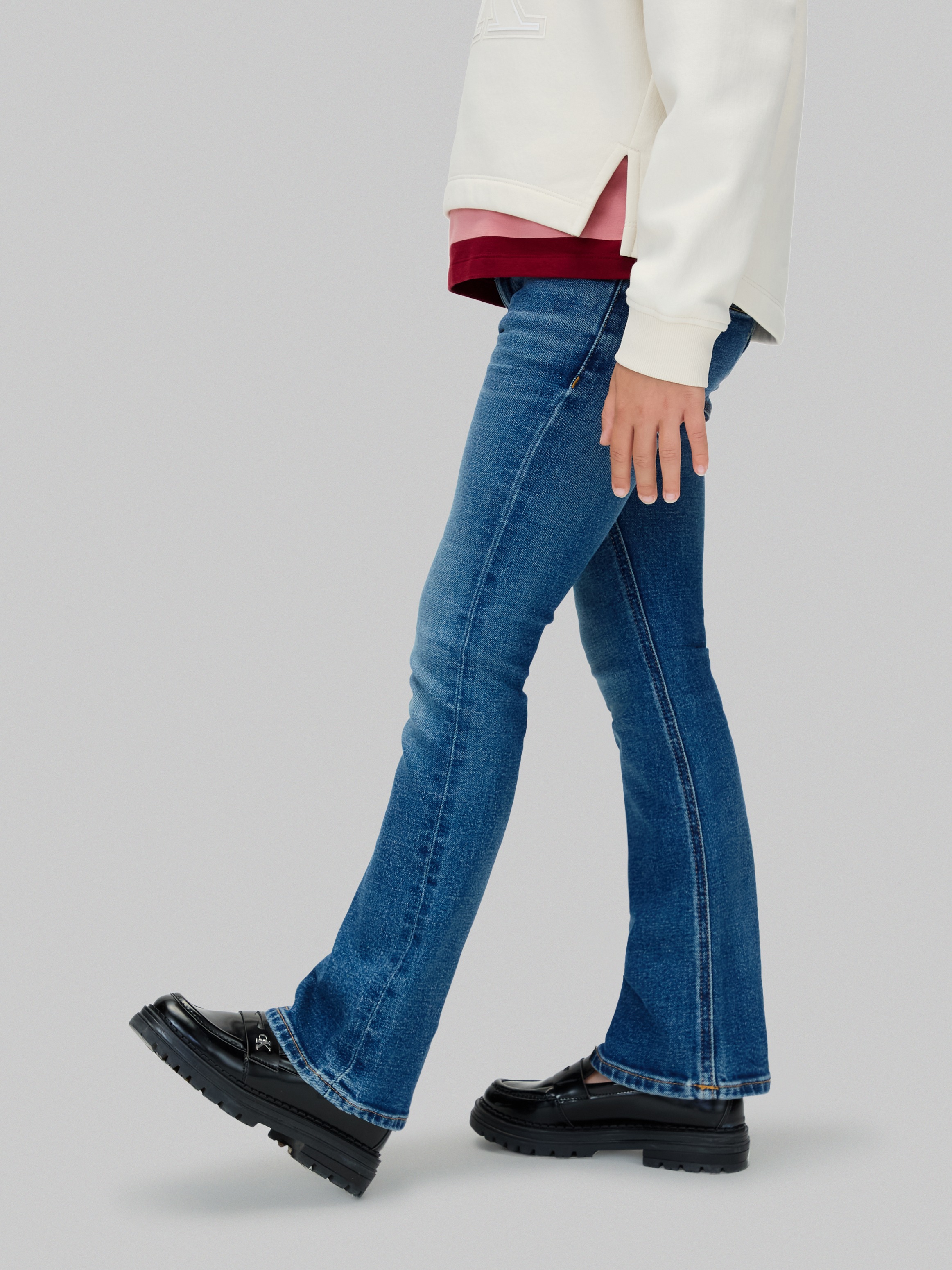 Mädchen Schlagjeans "MR FLARE", blau, Gr. 14, CALVIN KLEIN JEANS, unifarben, Denim/Jeans, Obermaterial: 90% Baumwolle, 8% Polyester, 2% Elasthan,