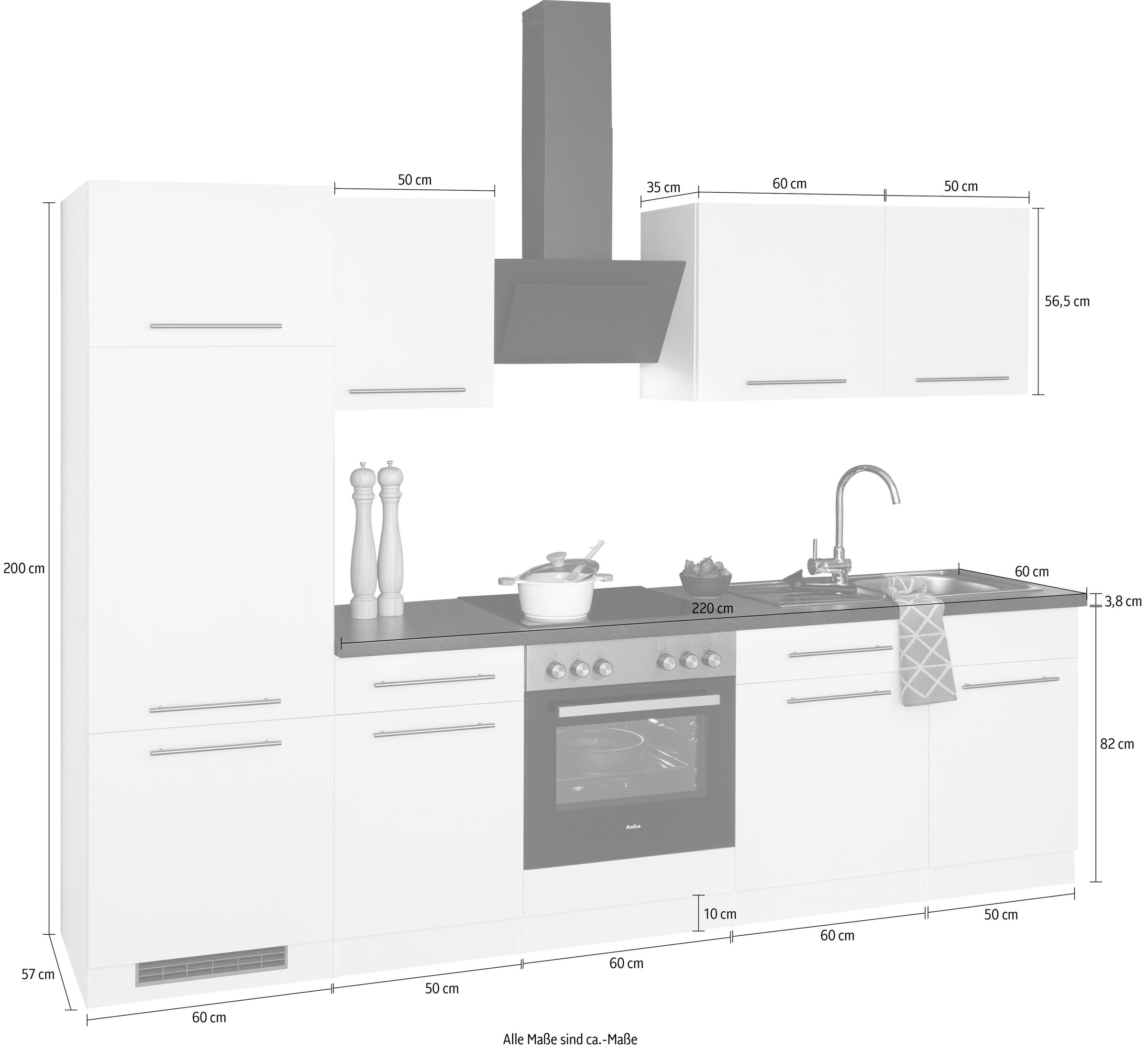 wiho Küchen Küchenzeile »Unna«, ohne E-Geräte, Breite 280 cm