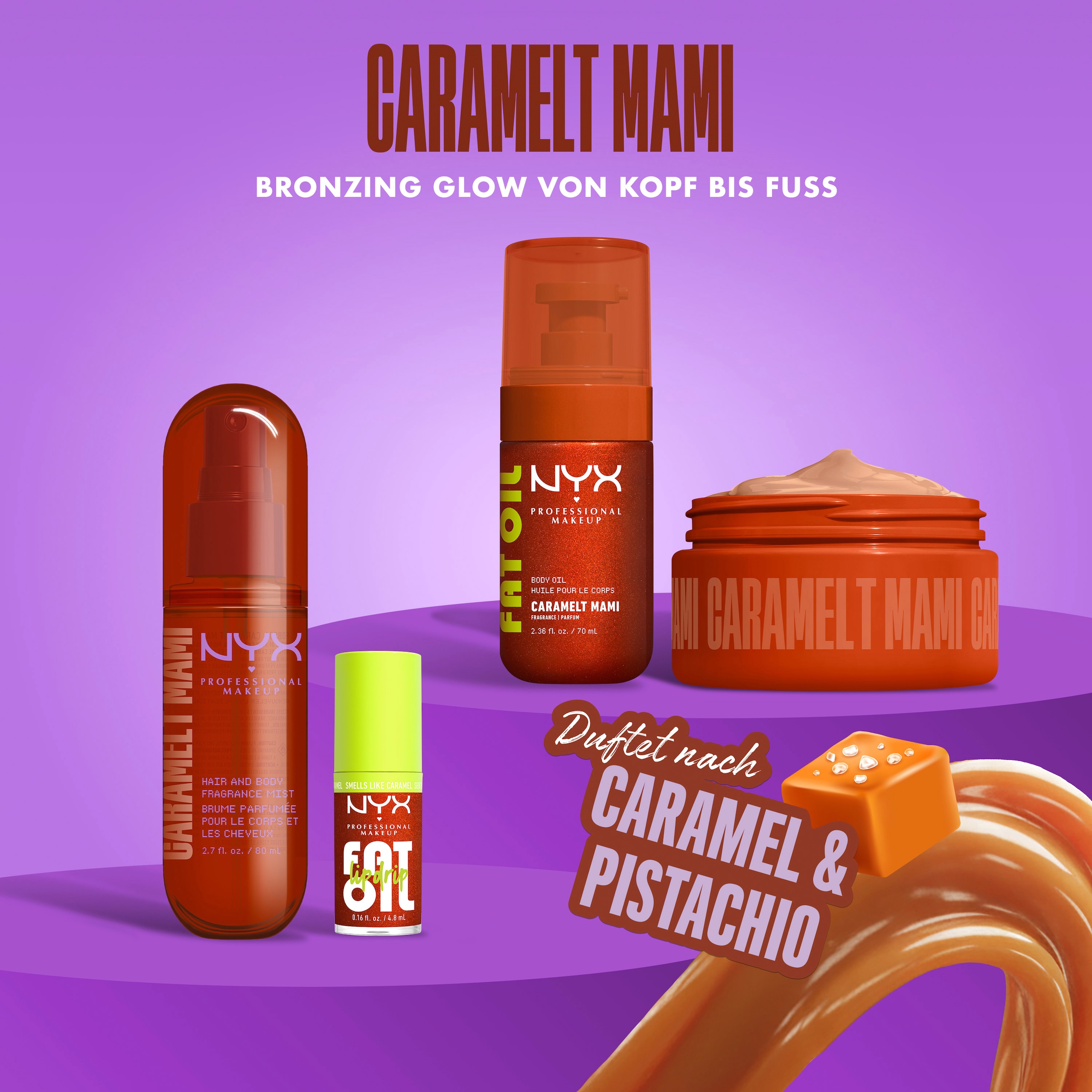 NYX PROFESSIONAL MAKEUP Körperbutter »FAT OIL BODY BUTTER CARAMELT MAMI« reichhaltige Körperbutter mit 24h Hydration