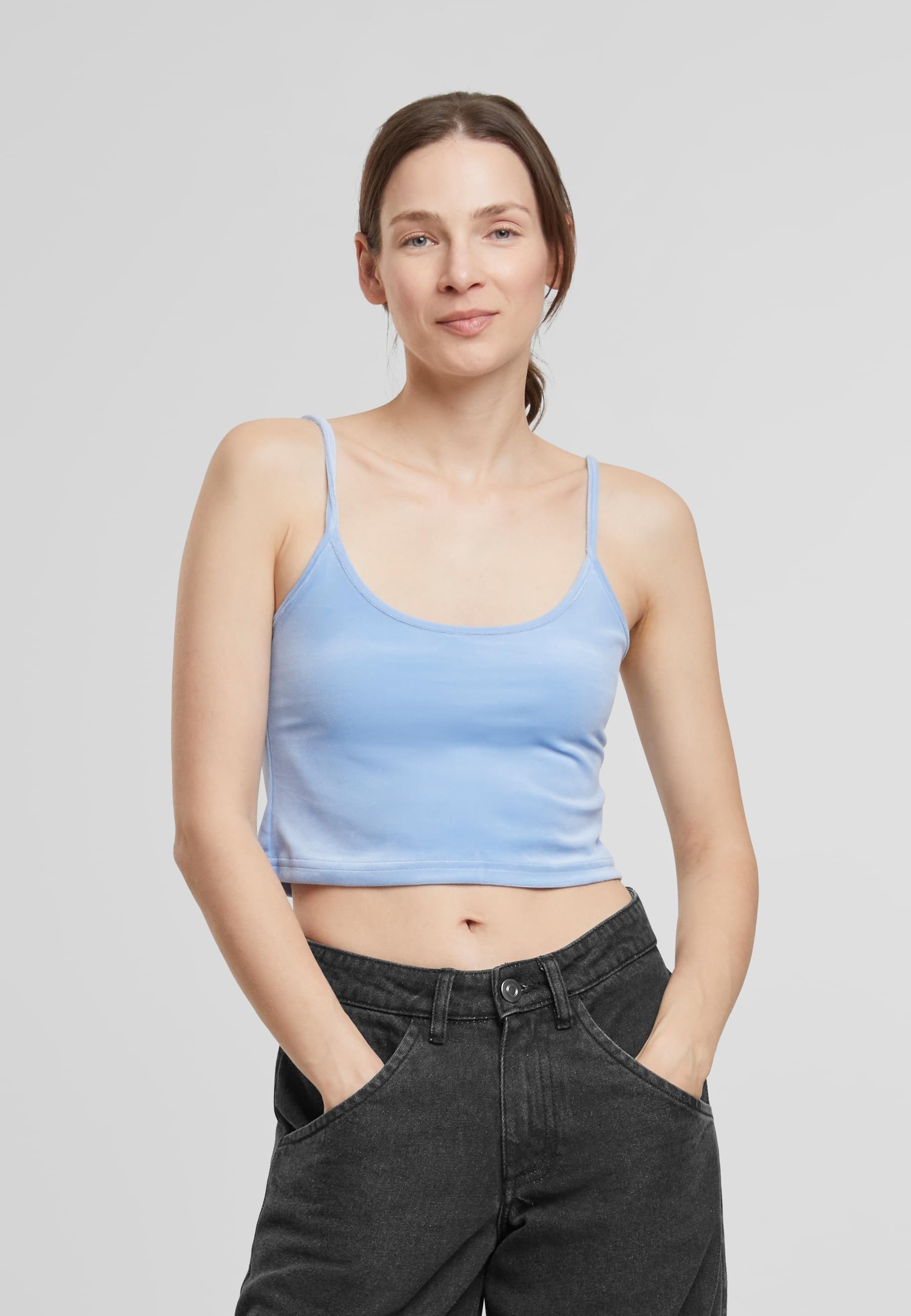 URBAN CLASSICS Muskelshirt »Urban Classics Ladies Short Velvet Top«, (1 tlg.)