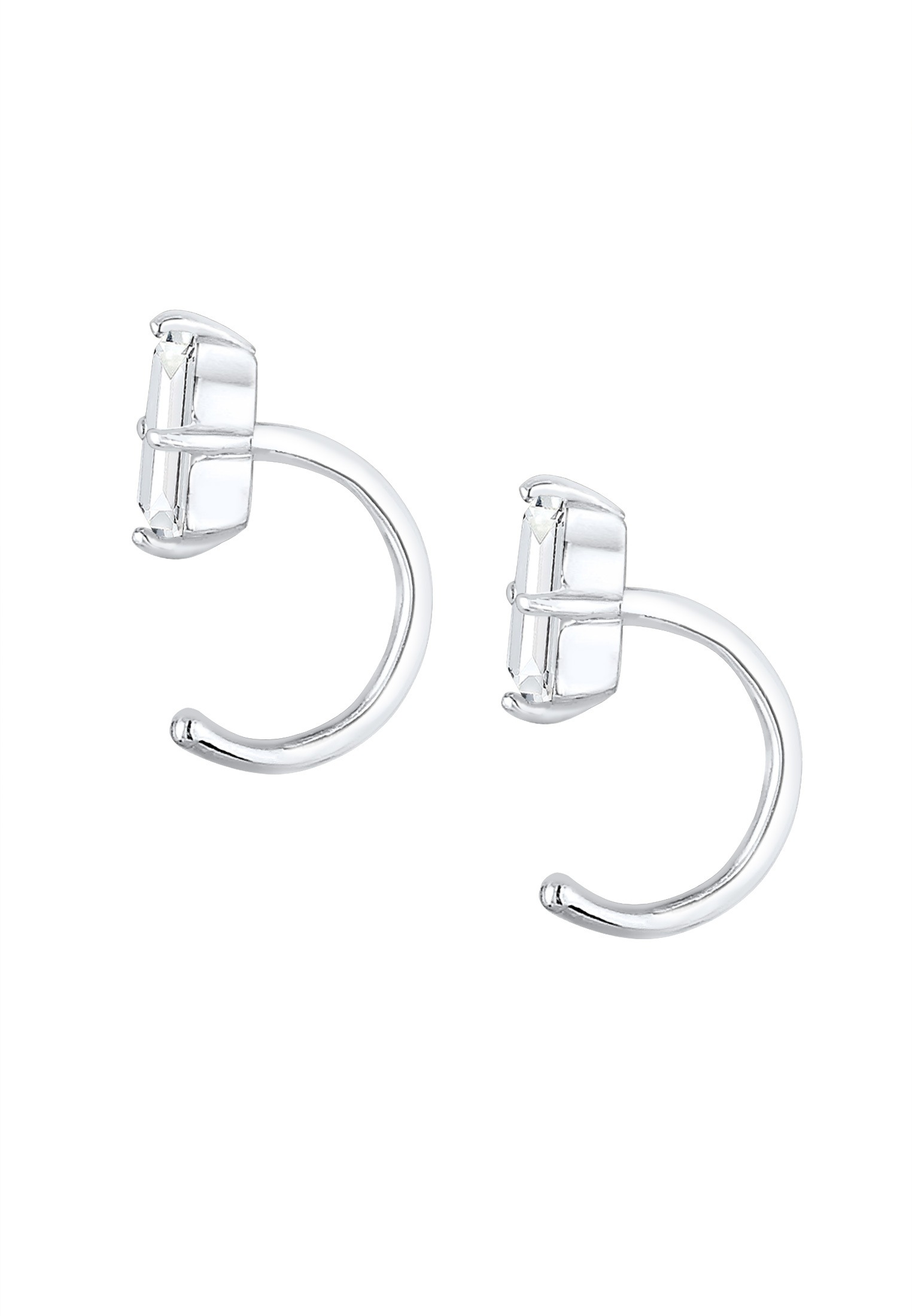 Elli Premium Paar Ohrhänger »Creolen Stecker Hoops Edelstein 925 Silber«