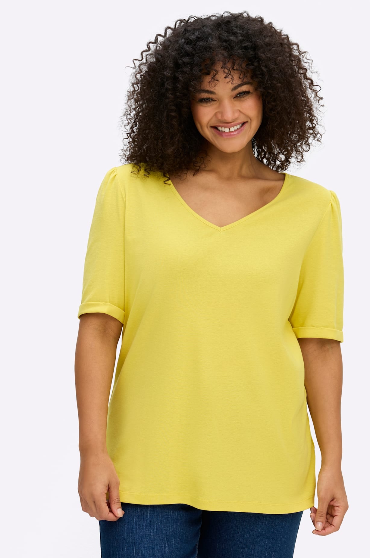 Sheego V-Shirt "Halbarmshirt" 1
