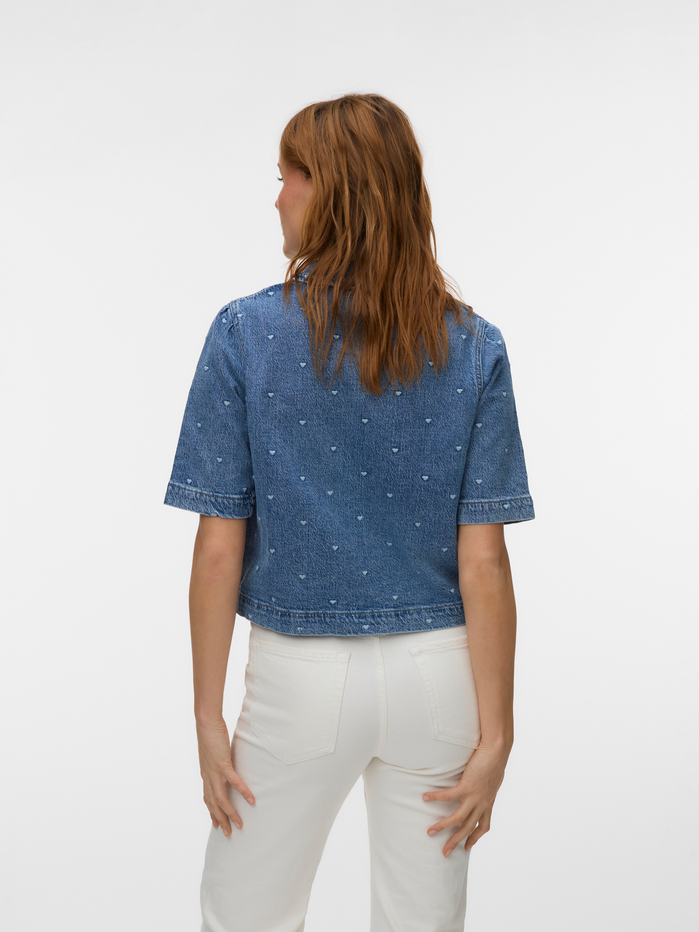 Vero Moda Jeansbluse »VMDIONNE 2/4 EMB DENIM SHIRT RA375« Baumwollmischung, regular fit, Stickerei