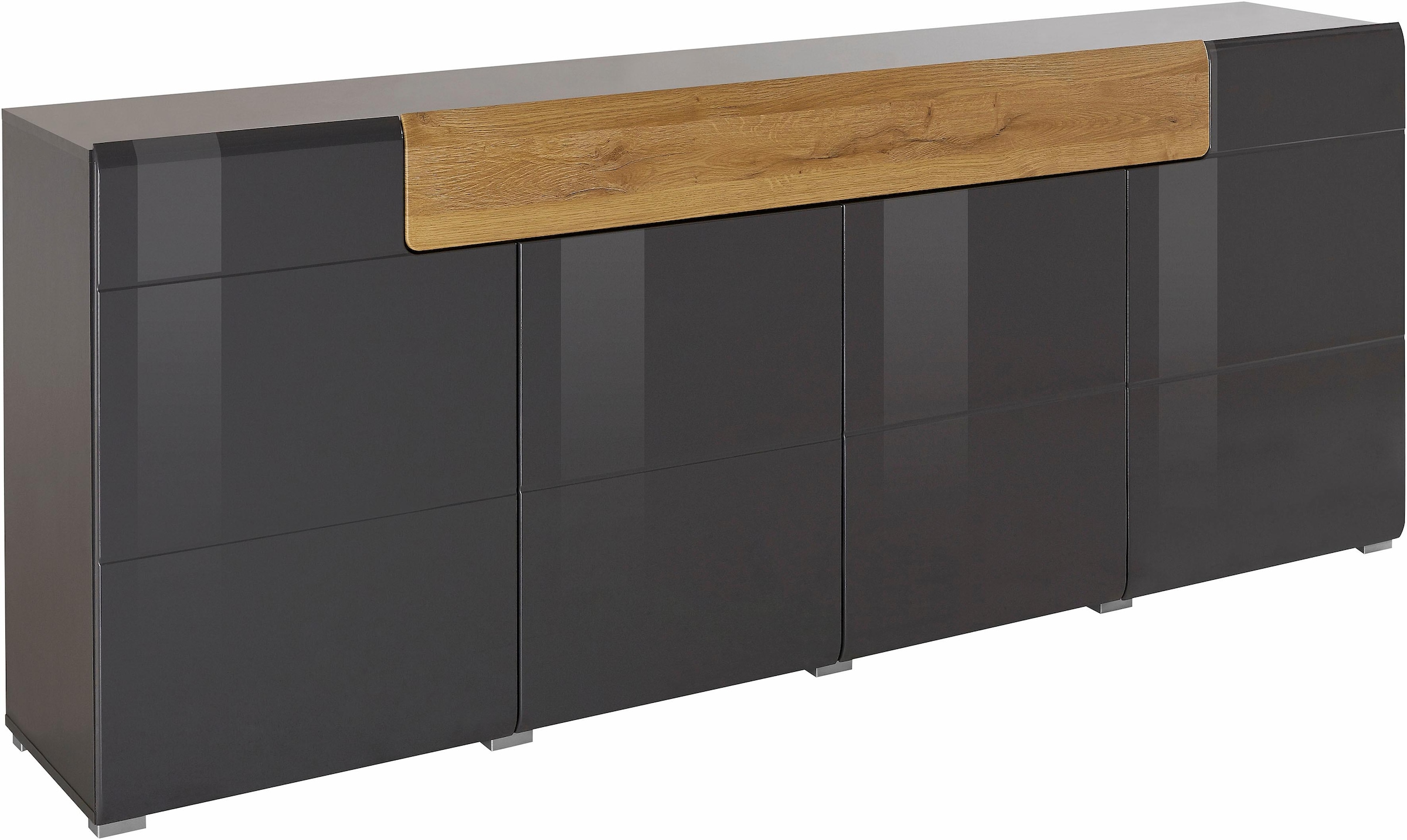 INOSIGN Sideboard »Toledo,Breite 208cm,moderne Kommode mit dekorative Fräsungen,grifflos«, Kombikommode mit viel Stauraum, Einlegeböden verstellbar