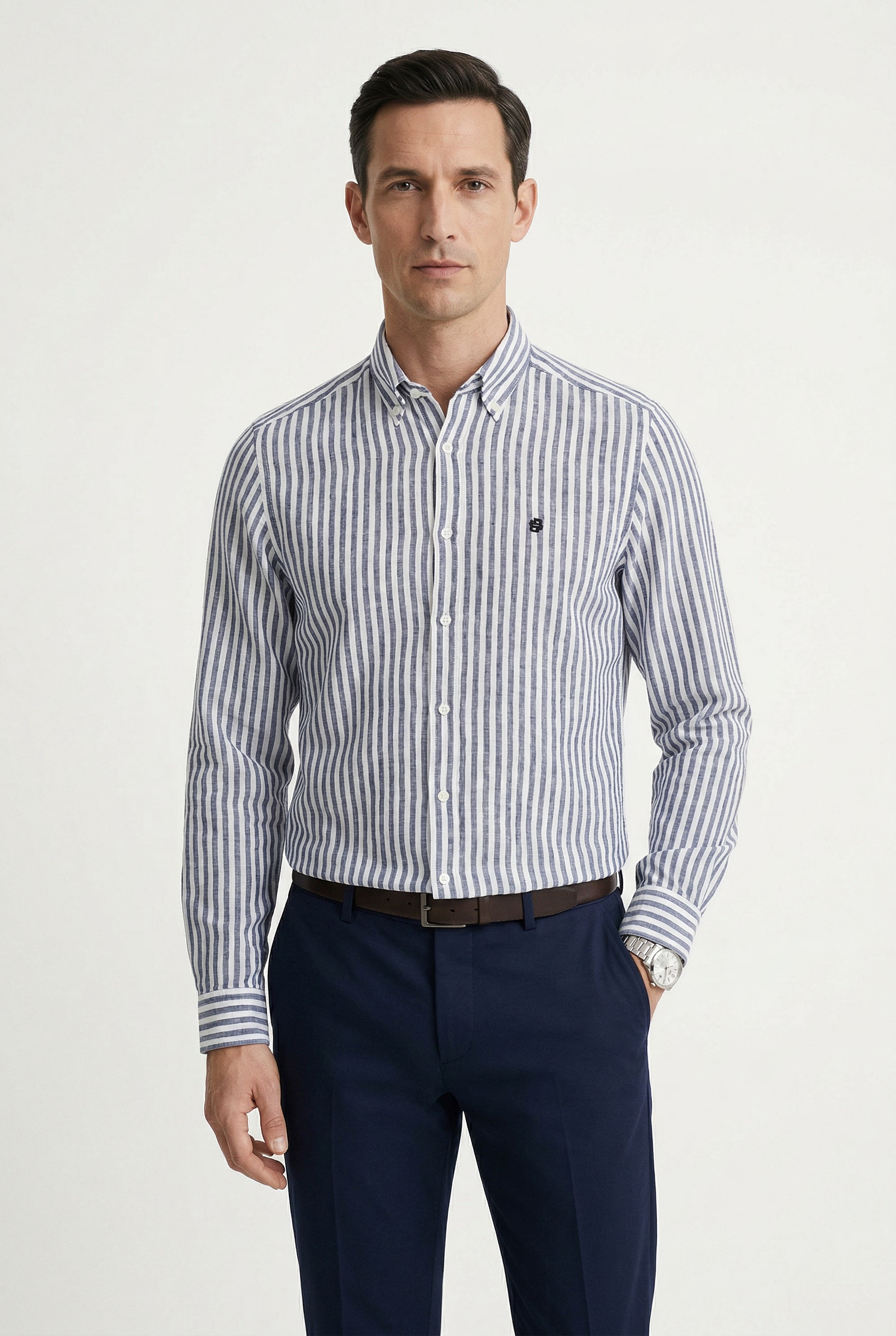 BOSS Leinenhemd »LIAM« 100% Leinen Premium Sommerhemd, Button-Down-Kragen, regular fit