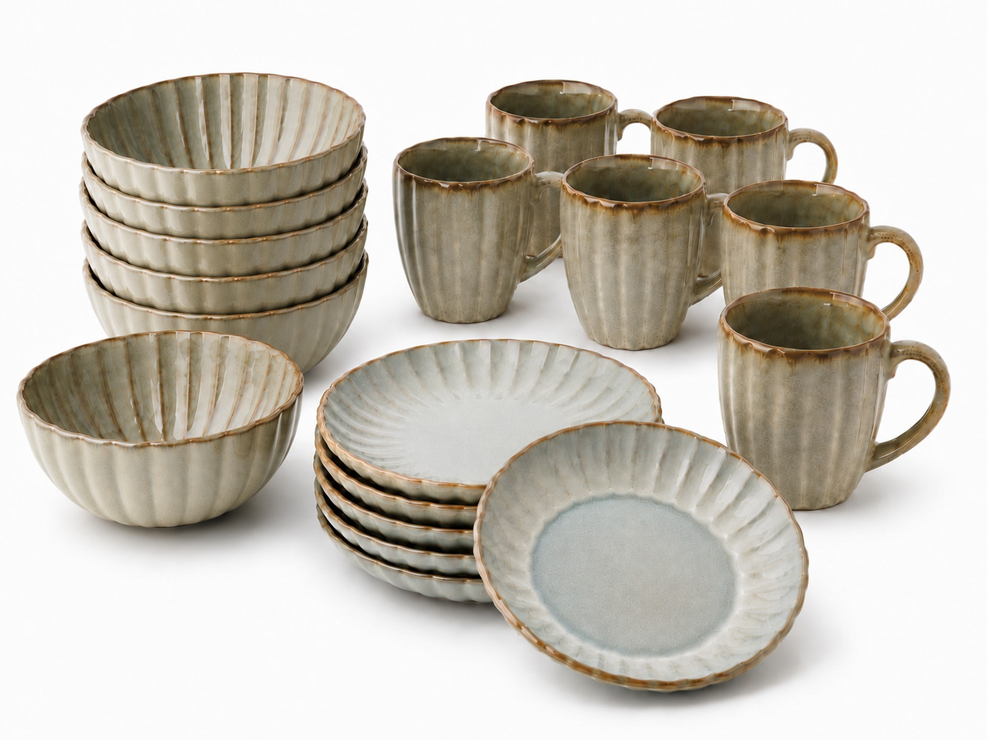 Cosy & Trendy Frühstücks-Geschirrset "Astera, Geschirr-Set, 18-tlg." Steinzeug, für 6 Personen, rund, spülmaschinengeeignet