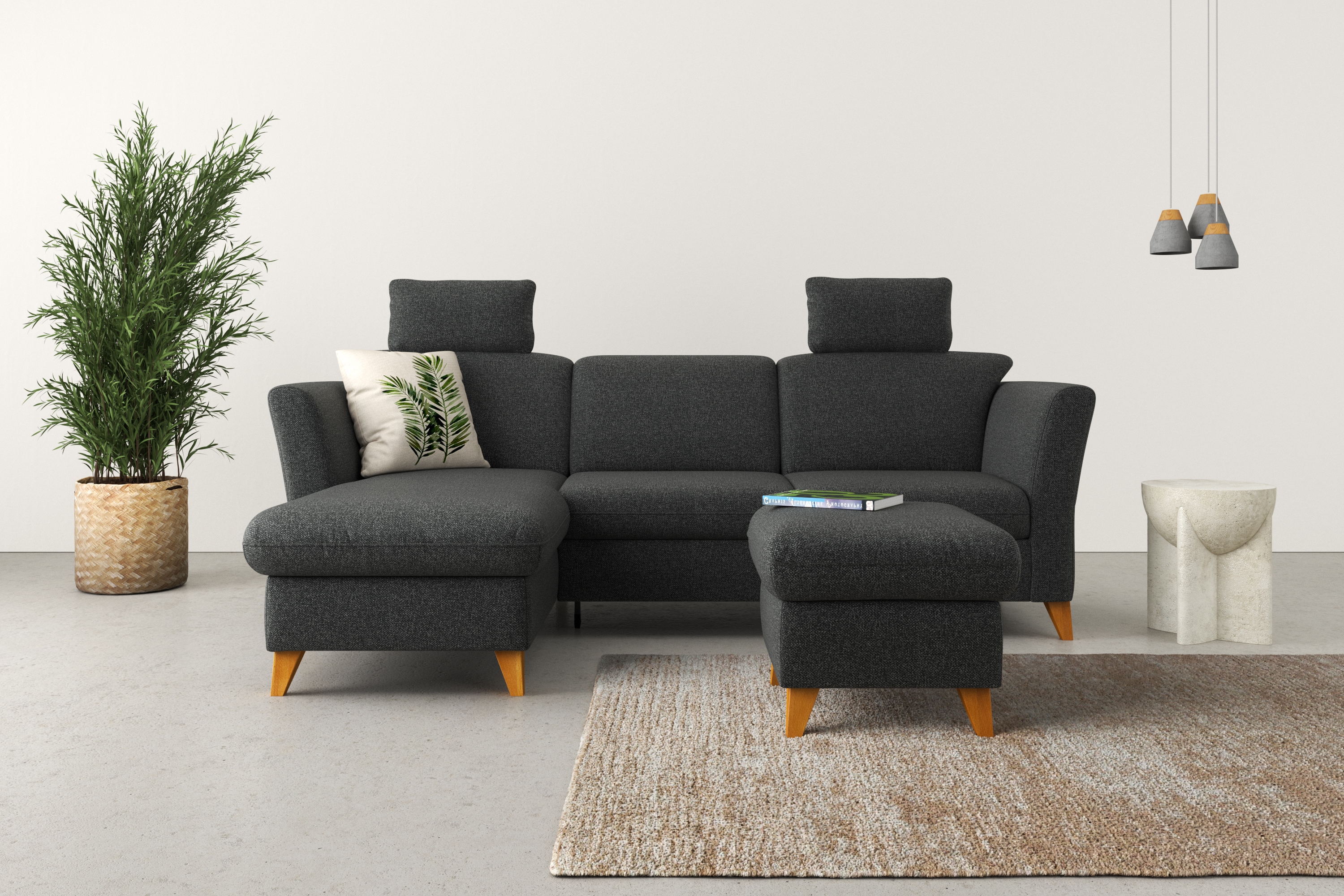 Home affaire Ecksofa "Trelleborg L-Form" Federkern-Polsterung, wahlweise mit Schlaffunktion und Bettkasten