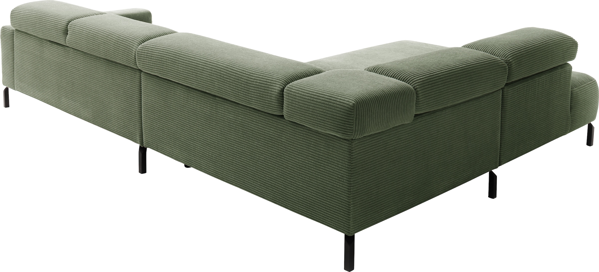 Places of Style Ecksofa »Antonelli, L-Form, inkl. Kopfteilverstellung, Breite 312 cm«, ohne Sitztiefenverstellung, in Cord, oliv