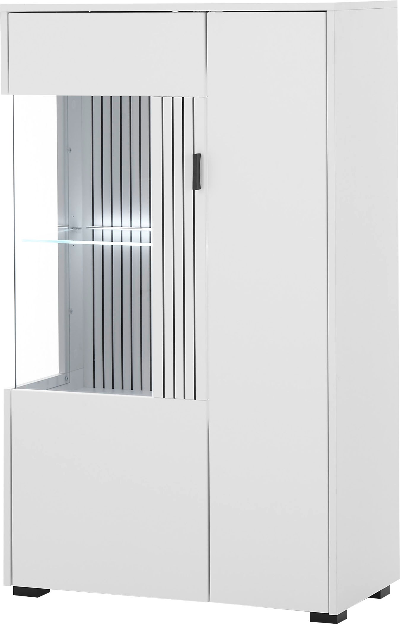 INOSIGN Vitrine »Hudson, Stauraumvitrine«, in moderner Trendfarbe, Griffe aus Metall (Schwarz), Höhe 125 cm