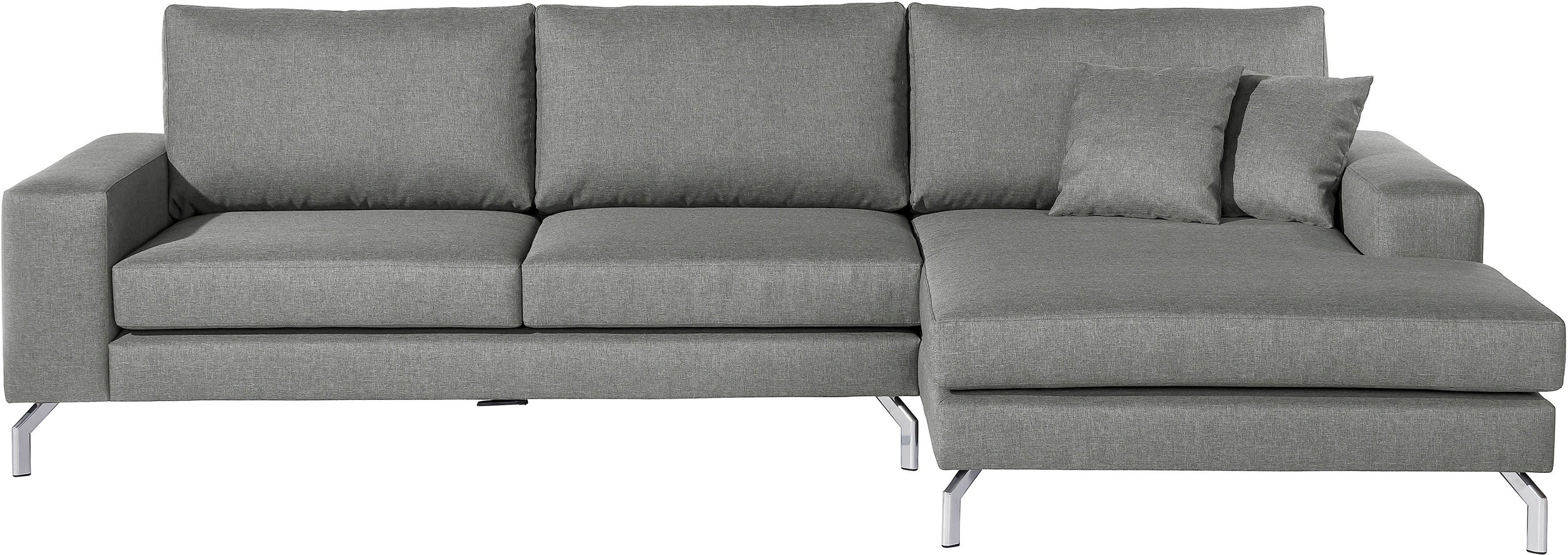 Max Winzer® Ecksofa »Flori«, (Spar-Set, Ecksofa und Hocker), mit abgewinkelten Chromfüßen, inklusive Zierkissen