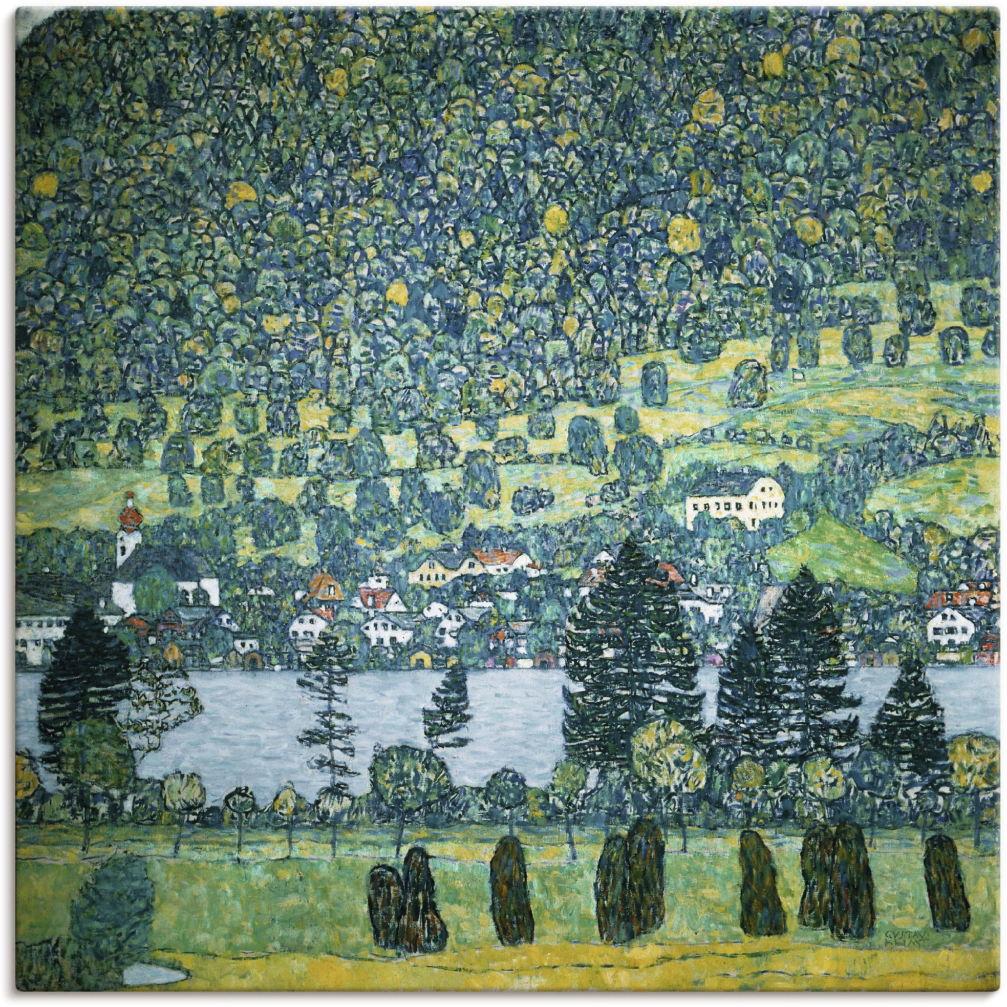 Artland Leinwandbild "Waldabhang in Unterach am Attersee" Wald 1 Stk. tlg. auf Holzrahmen gespannt