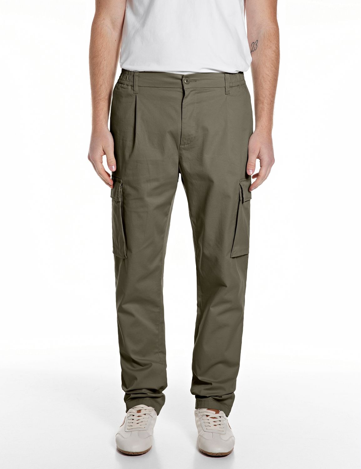 Replay Chinohose "Adhann" aus Twill mit Cargotaschen, Tapered Fit günstig online kaufen