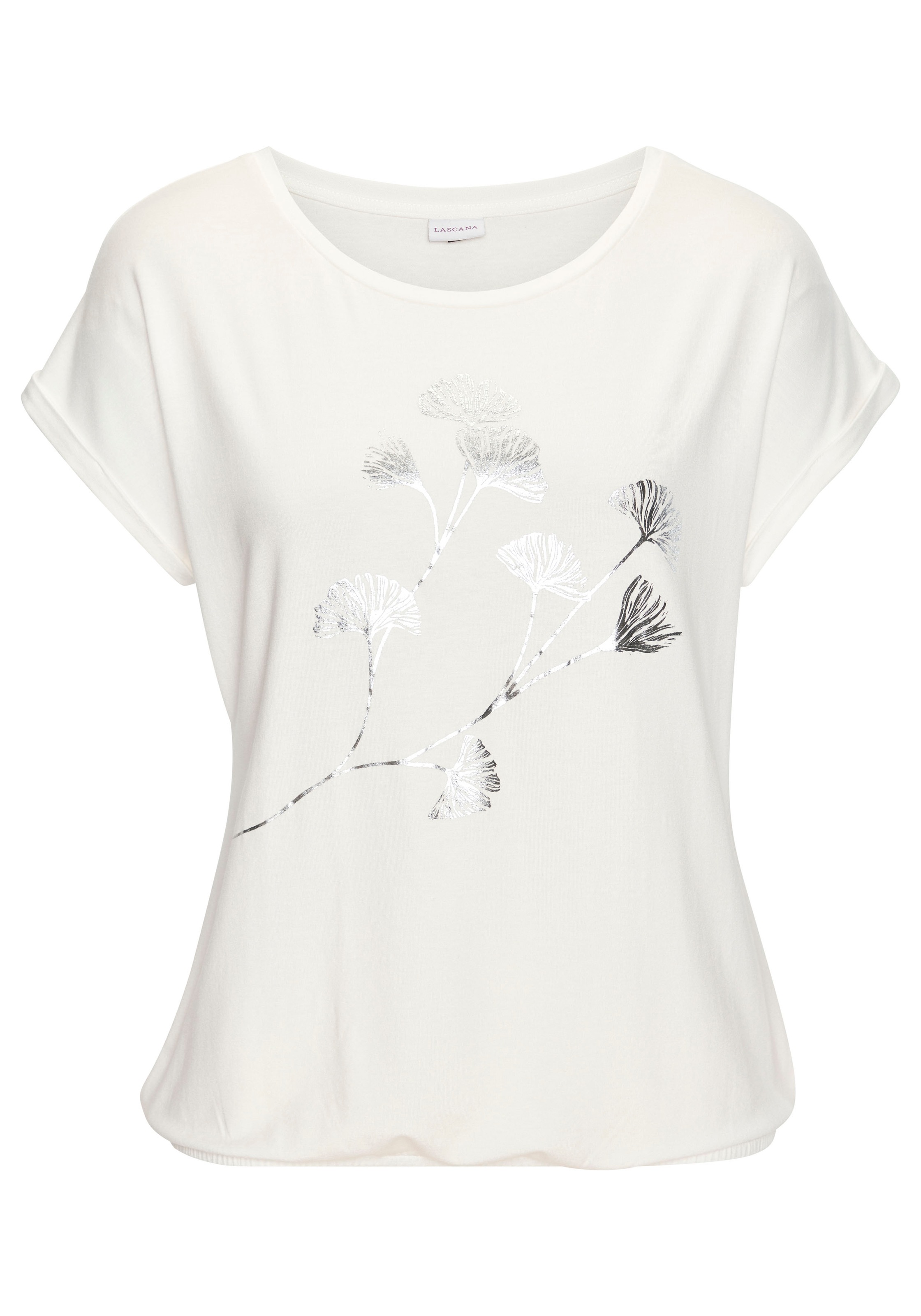 Vivance Kurzarmshirt "mit schimmerndem Blumenprint", aus elastischer Viskos günstig online kaufen