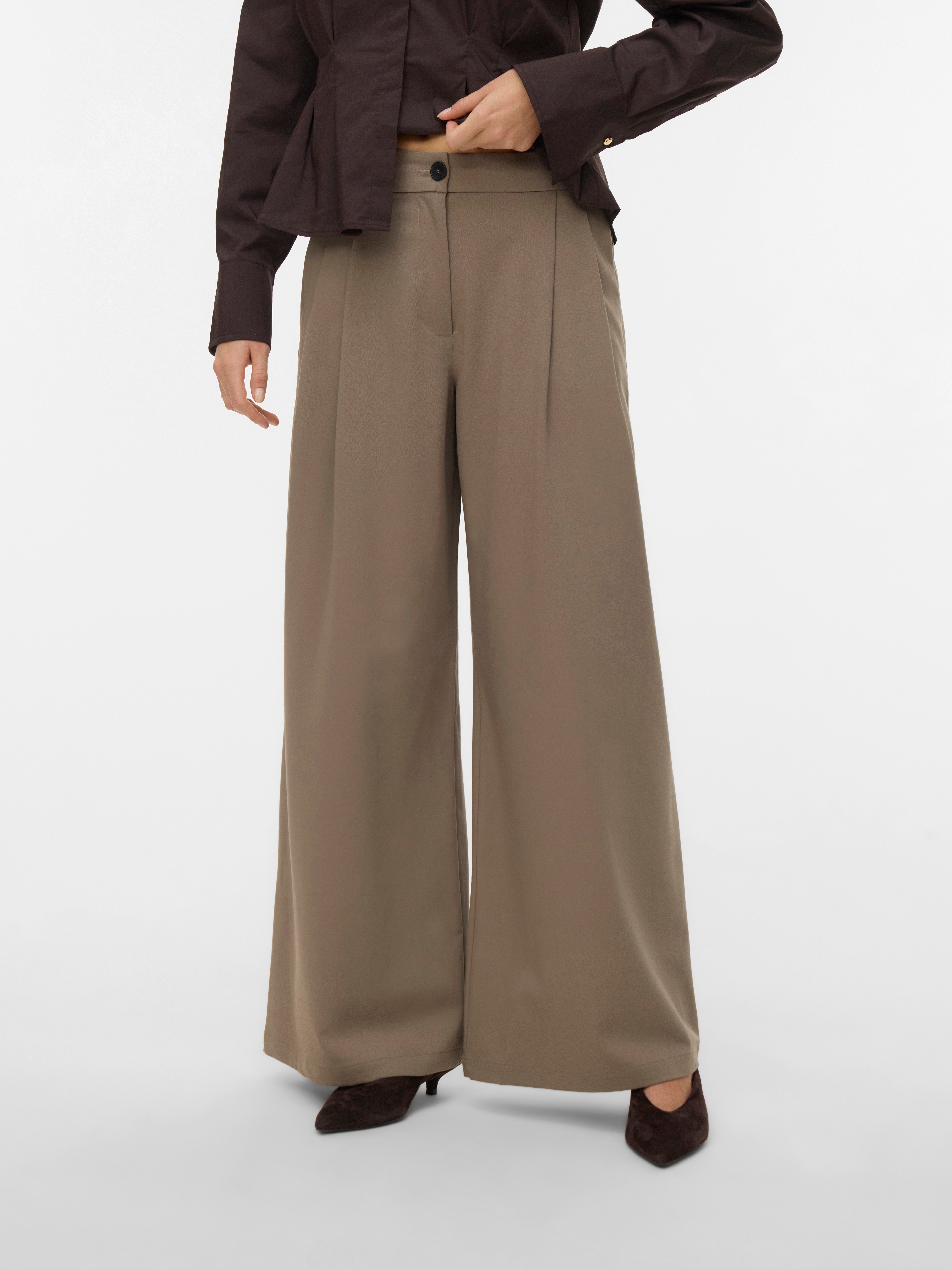 Vero Moda Anzughose "VMSTELLA MW WIDE PLEAT PANT NOOS" Materialmix, oversize