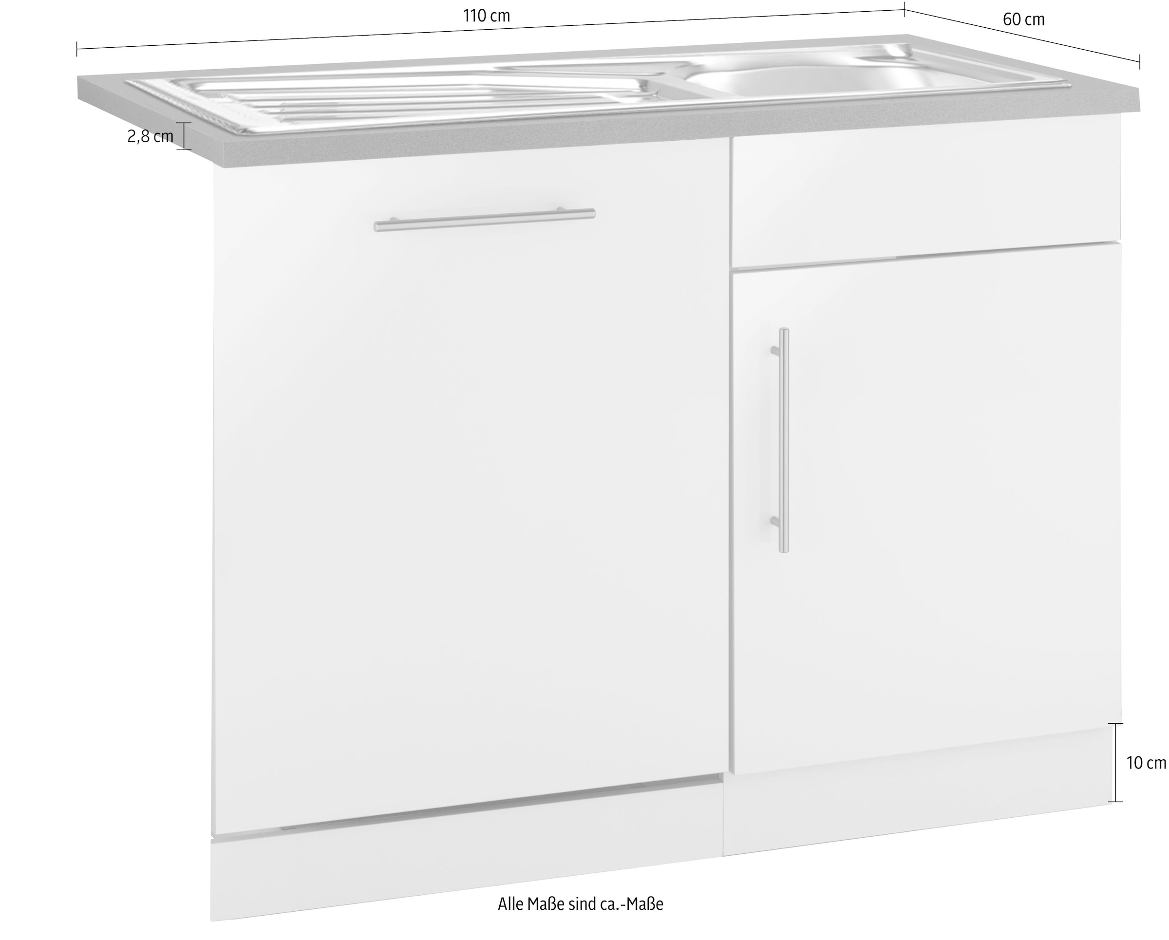 wiho Küchen Spülenschrank »"Cali"«, 110 cm breit, inkl. Tür/Sockel für Geschirrspüler