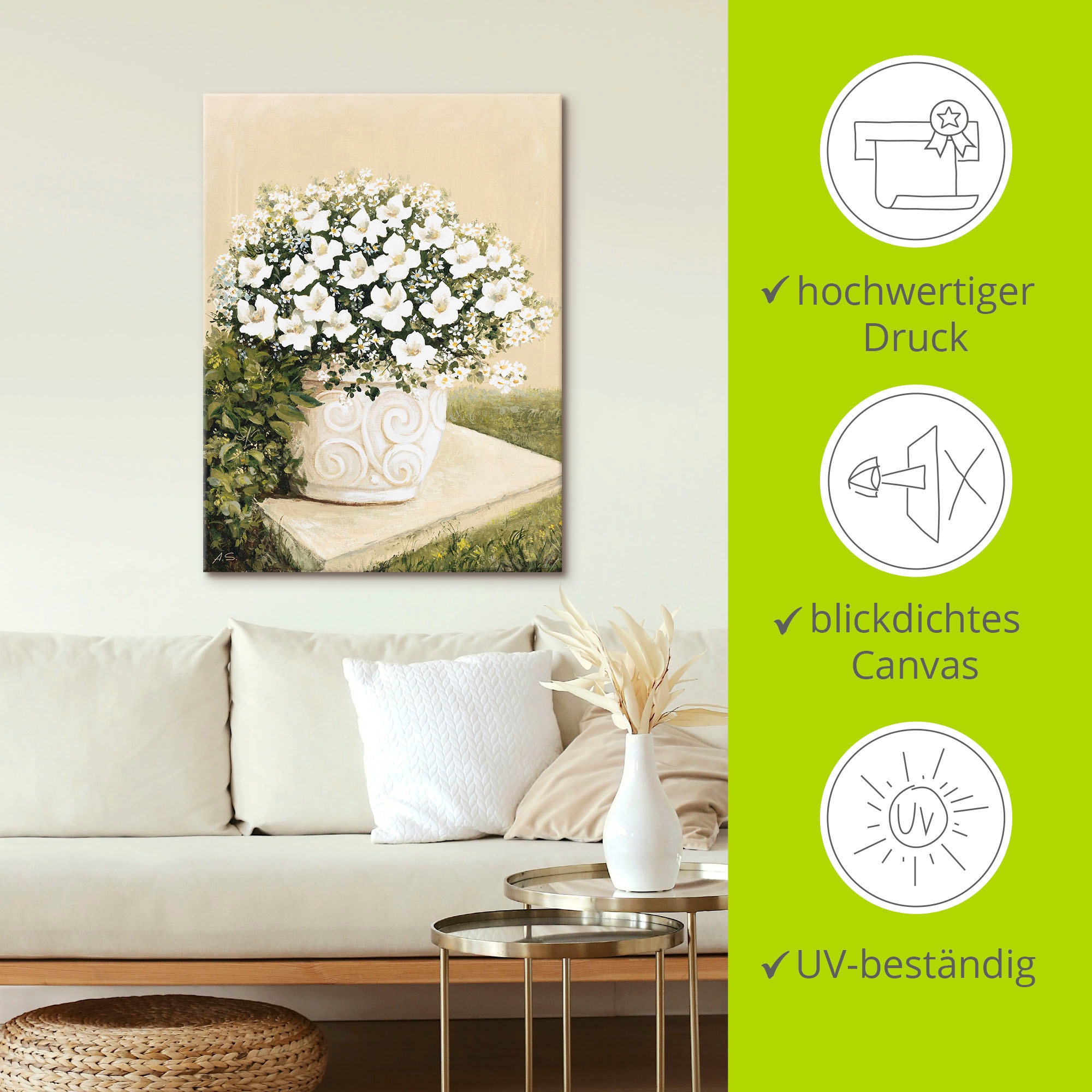Artland Wandbild »Blumentopf I«, Blumen, (1 St.), als Alubild, Outdoorbild, Leinwandbild, Poster in verschied. Größen