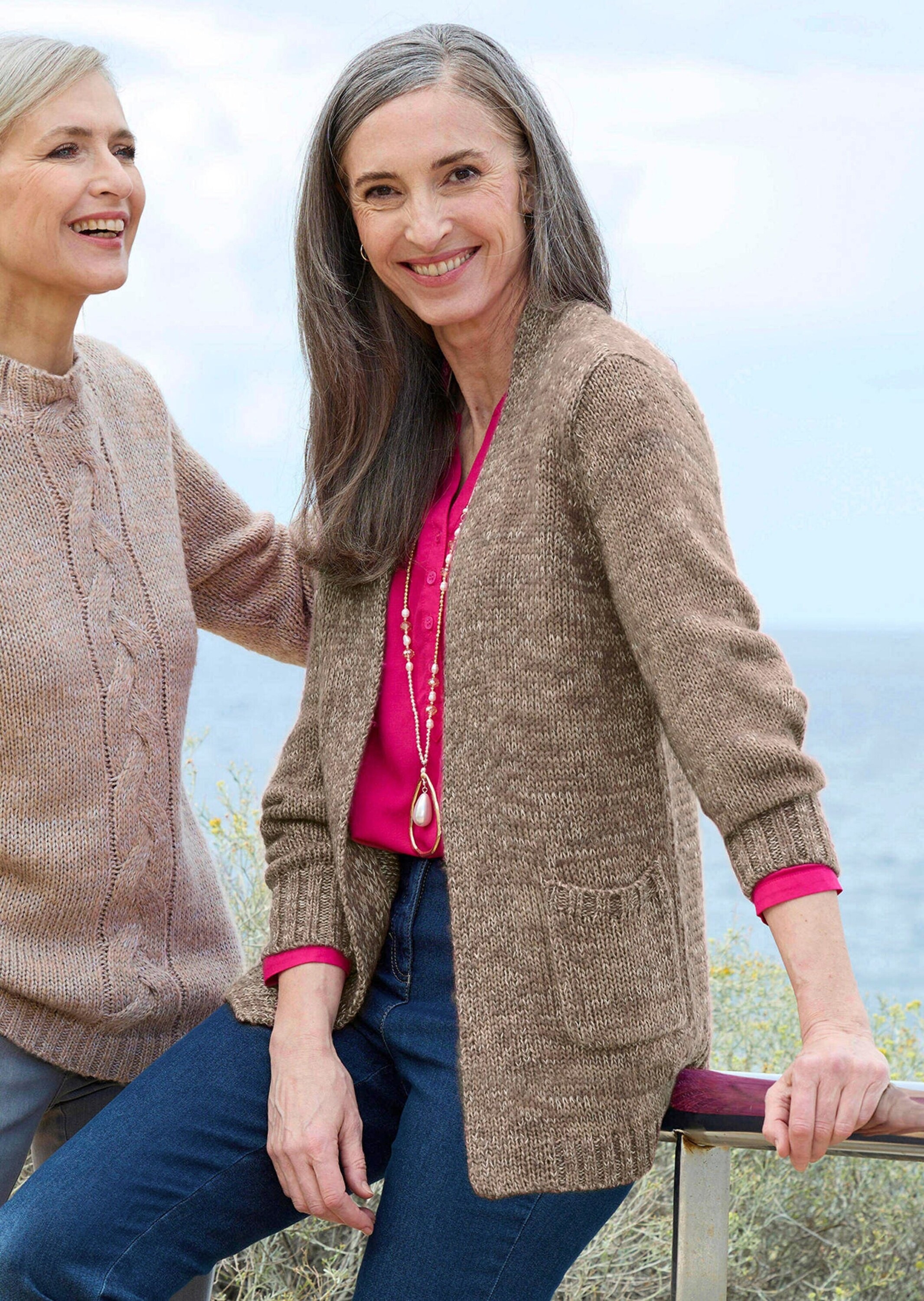GOLDNER Strickjacke »Strickjacke mit aufgesetzten Taschen«