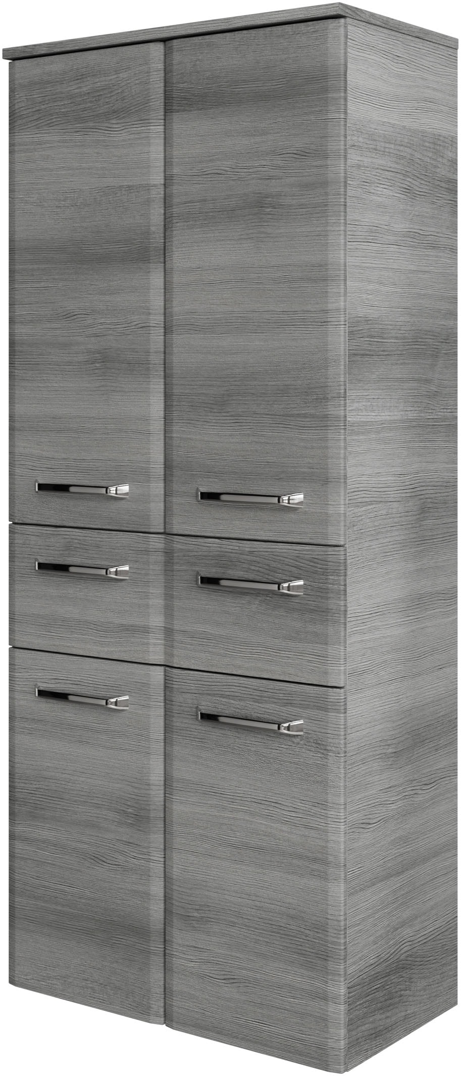 Saphir Midischrank "Quickset Badschrank 60 cm breit, 141 cm hoch mit 4 Türen" Badezimmer-Midischrank inkl. Türdämpfer, Griffe in Chrom glänzend