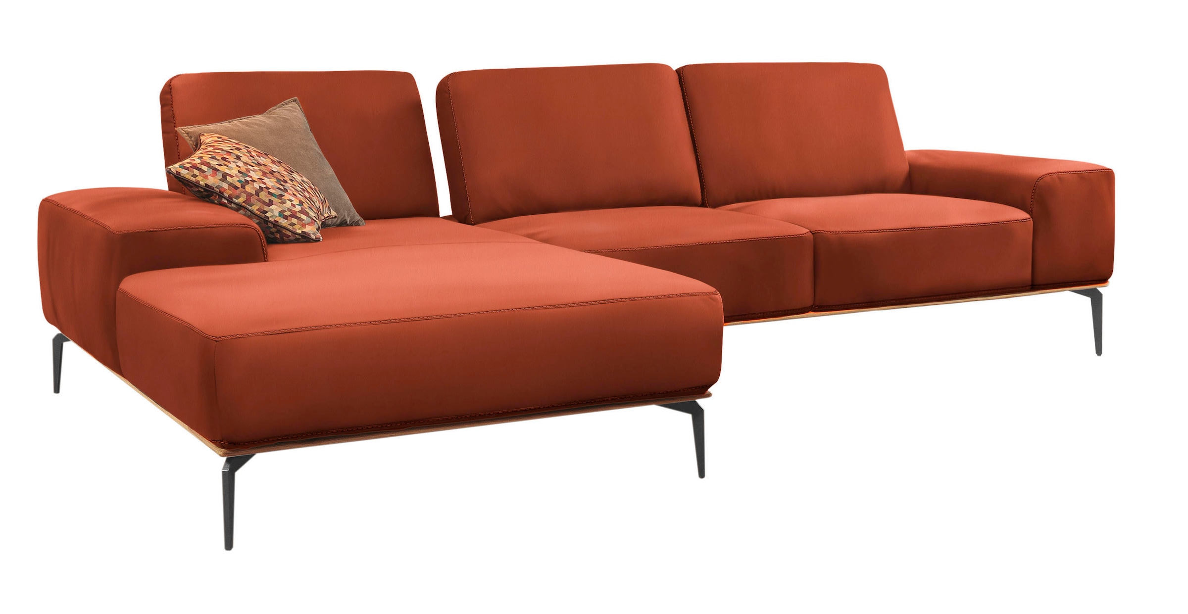 W.SCHILLIG Ecksofa »run, Designsofa mit tollem Sitzkomfort, bequem, L-Form«, mit Holzsockel, Füße in Schwarz pulverbeschichtet, Breite 319 cm