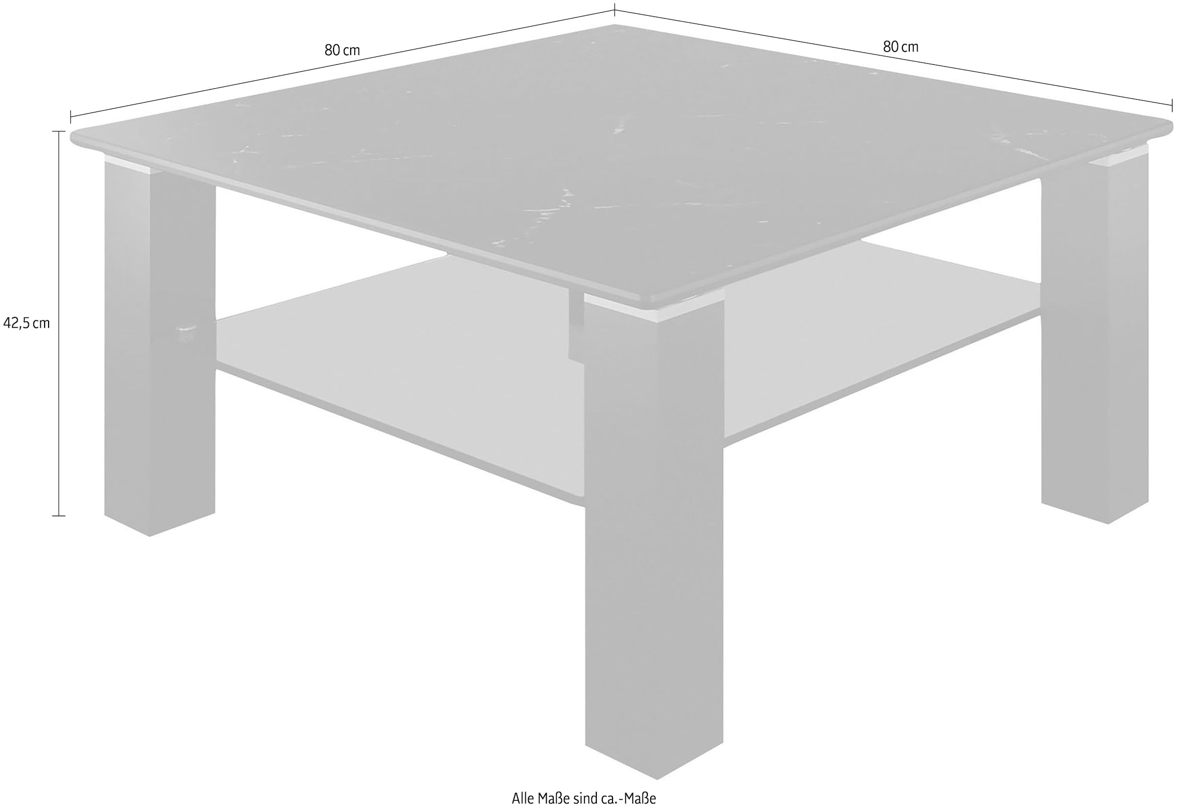 Eve Collection Couchtisch, rollbar, Ablageplatte, Keramik auf Glas