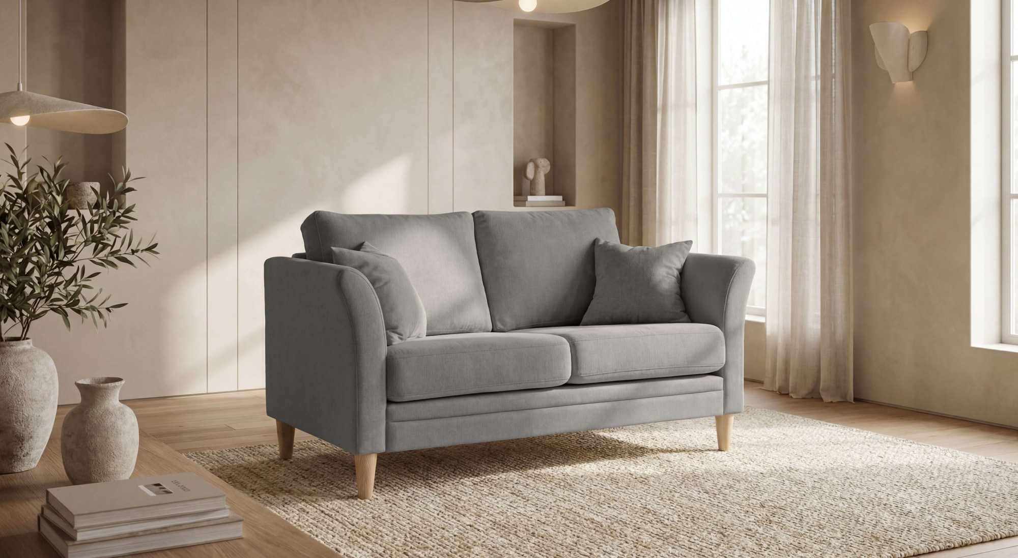 OTTO home 2-Sitzer "Arellano, Breite 155 cm" klassisches Design, 2 Zierkissen inklusive, Webstoff fein, Chenille