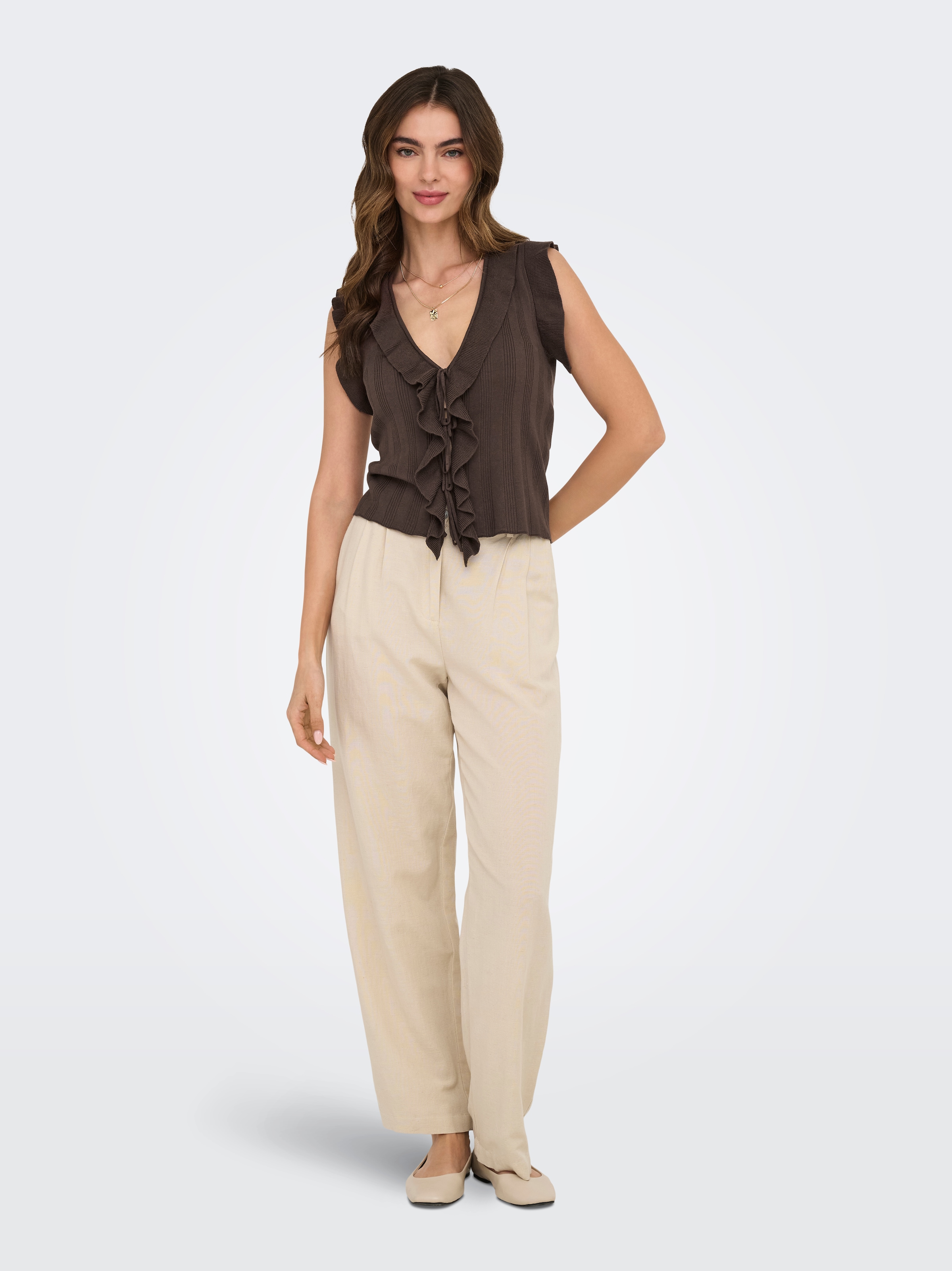 ONLY Stricktop »ONLNELLY SL V-NECK STRING CARDI KNT NOOS« Viskosemischung, V-Ausschnitt