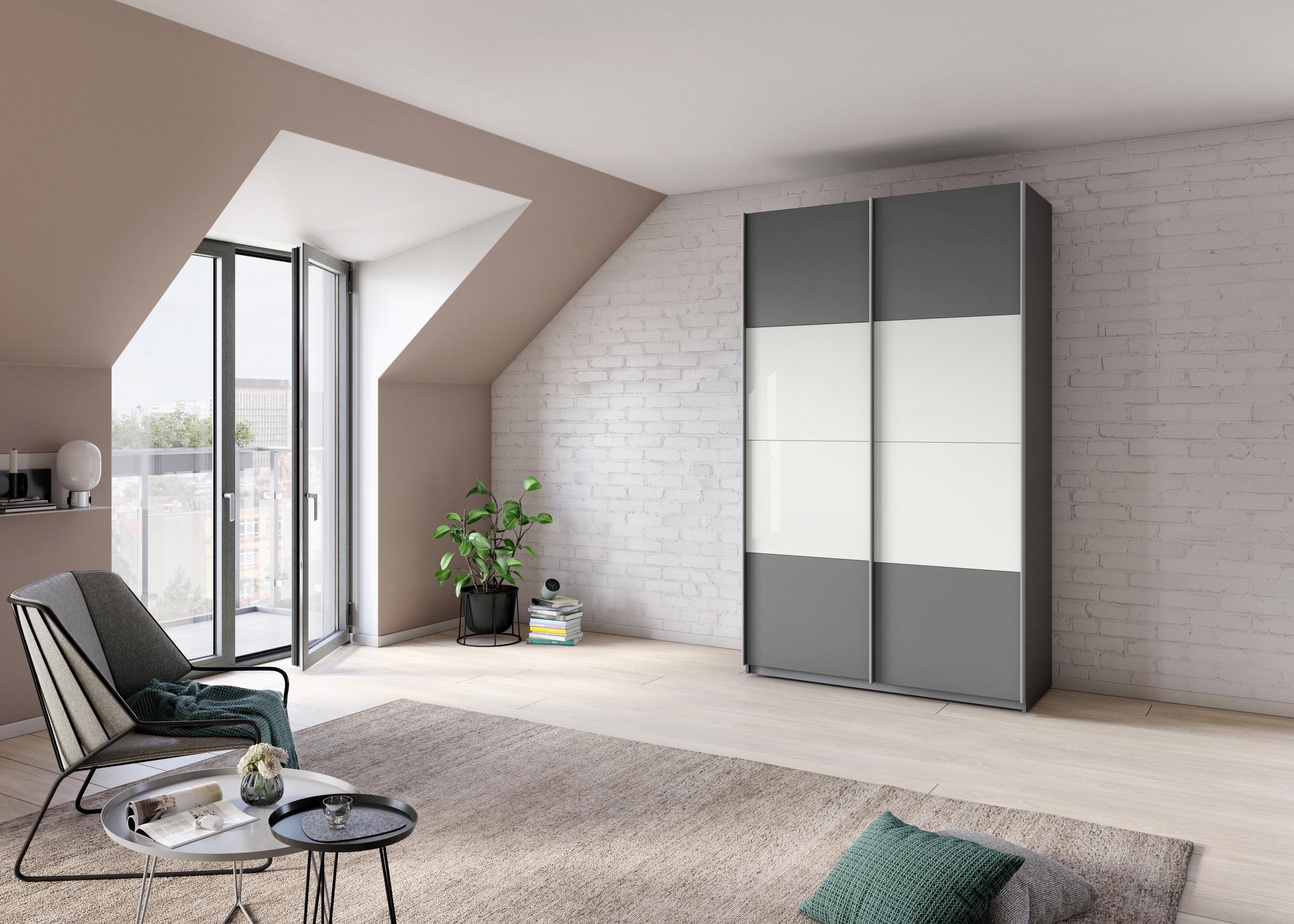rauch Schwebetürenschrank »Quadra Bestseller Schlafzimmerschrank in vielen Breiten«, Kleiderschrank Garderobenschrank Schrank mit Glaselementen